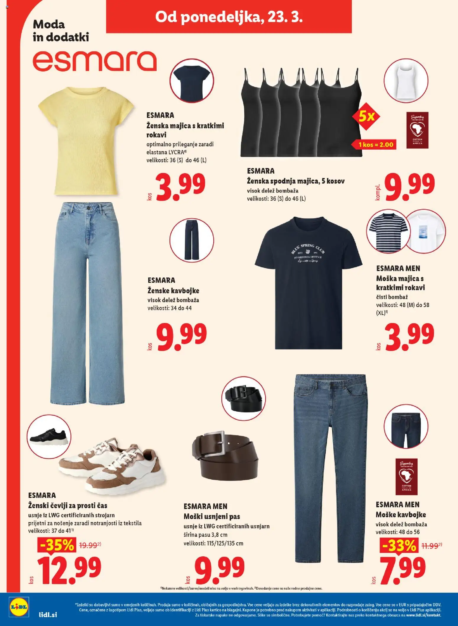 Novi Lidl katalog ponudbe – veljaven od 19.03.2026 | Stran: 64 | Izdelki: Kos, Majica, Cevlji, Kavbojke