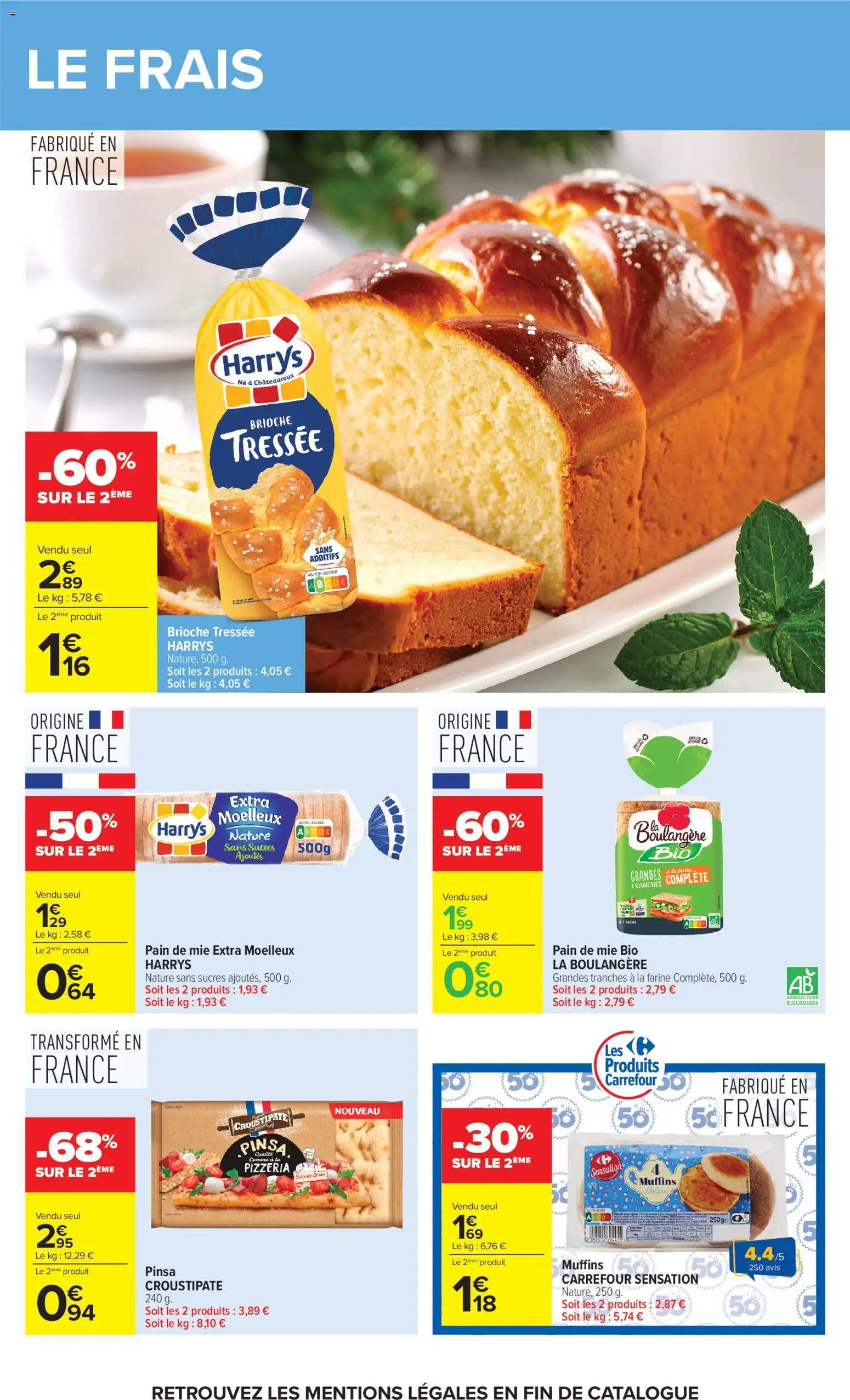 {H1} | Page: 40 | Produits: Muffins, Pinsa, Pain de mie, Pain