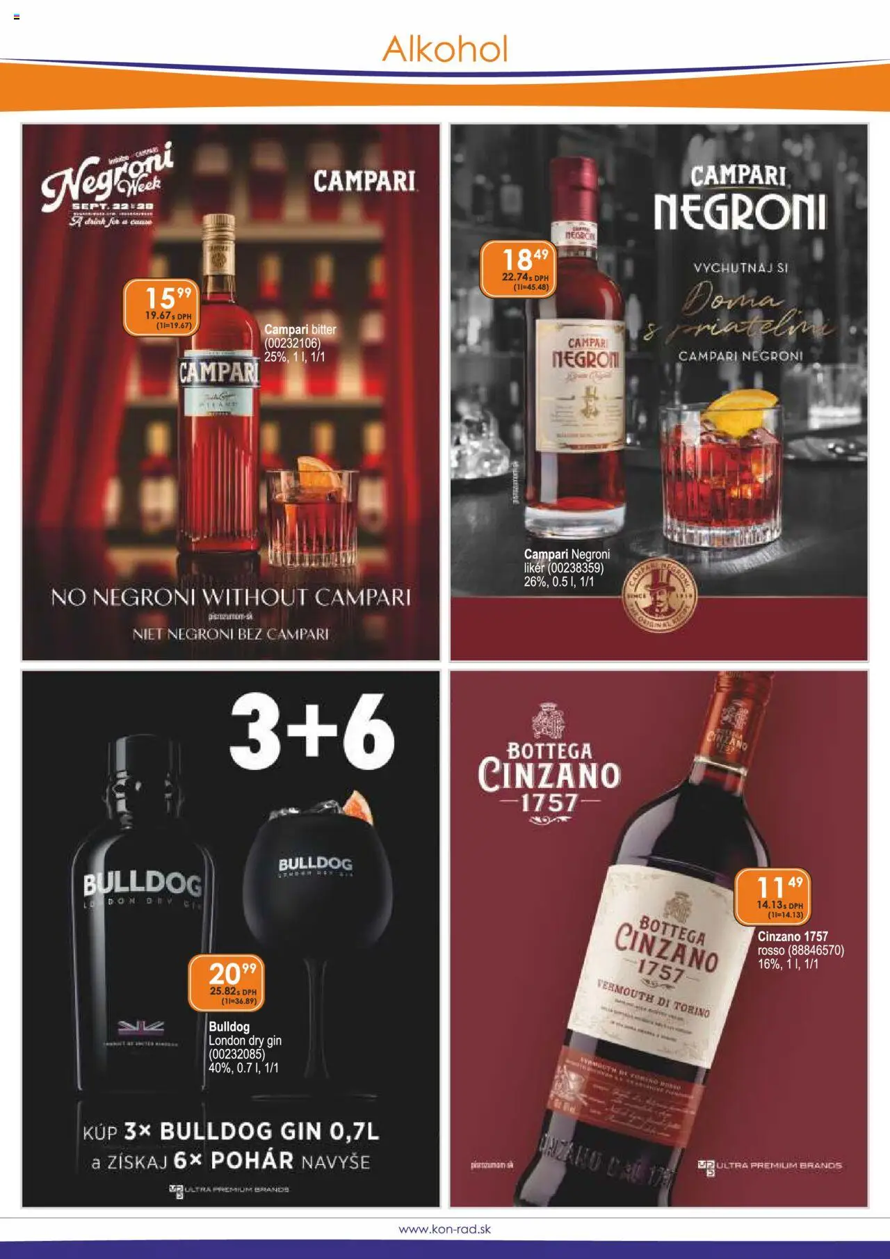 KON - RAD leták │ platný od 01.09.2025 | Strana: 3 | Produkty: Gin, Alkohol