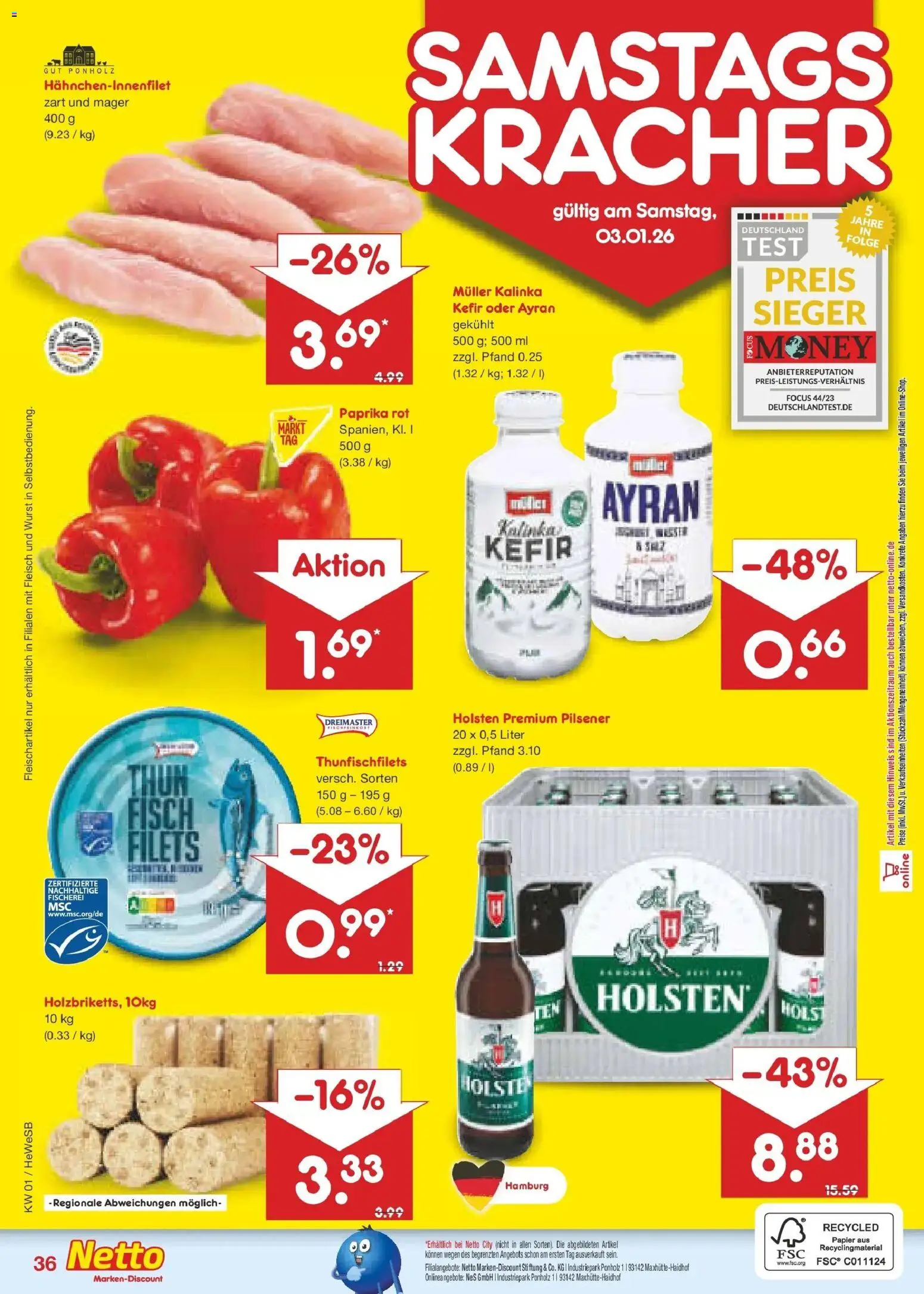 Netto Marken-Discount prospekt Hamburg	 – gültig ab 28.12.2025 | Seite: 50 | Produkte: Kefir, Holsten, Paprika, Fleisch