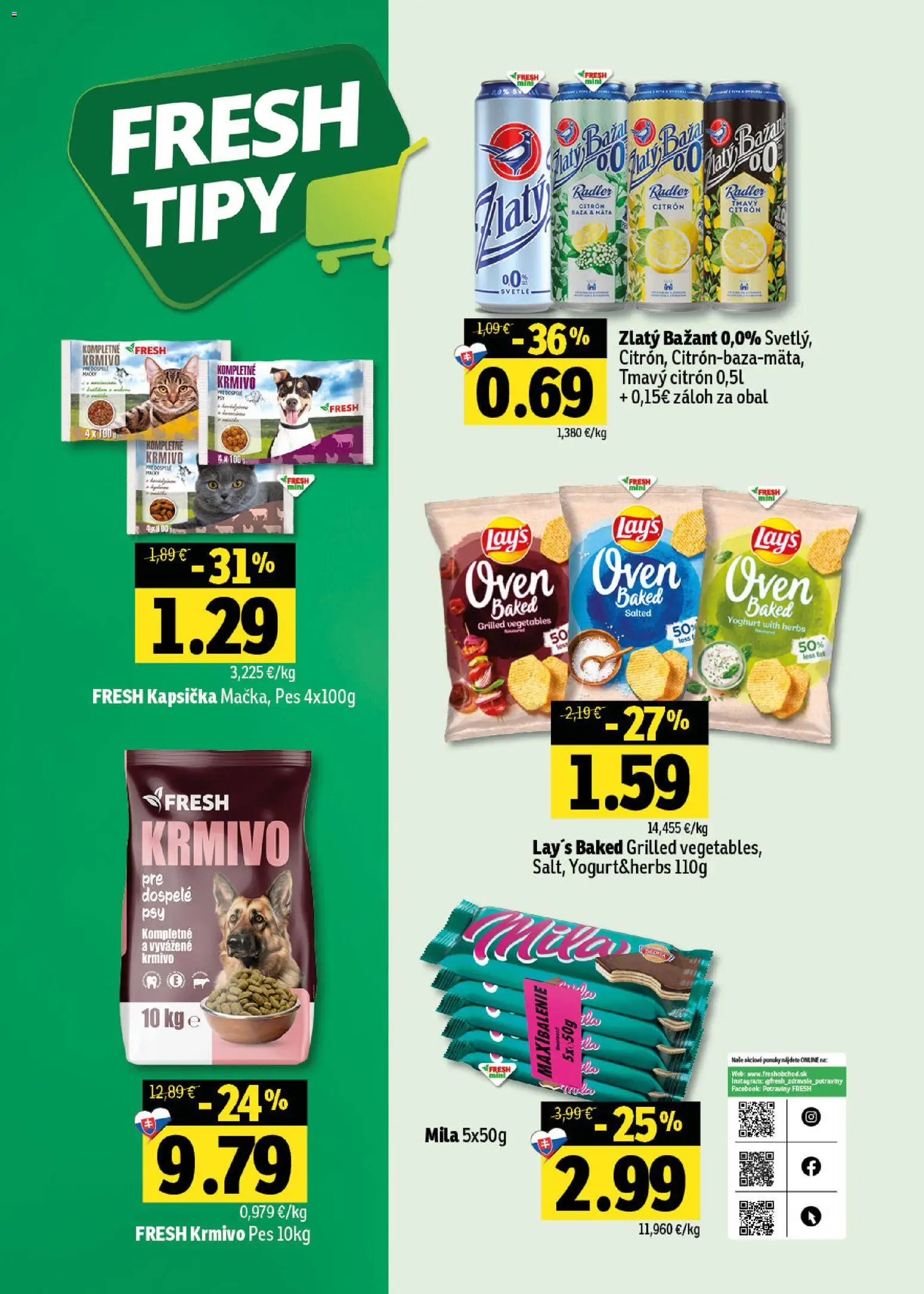 Nové Fresh akcie – leták je platný od 06.11.2025 | Strana: 24 | Produkty: Radler, Zlatý Bažant, Mila