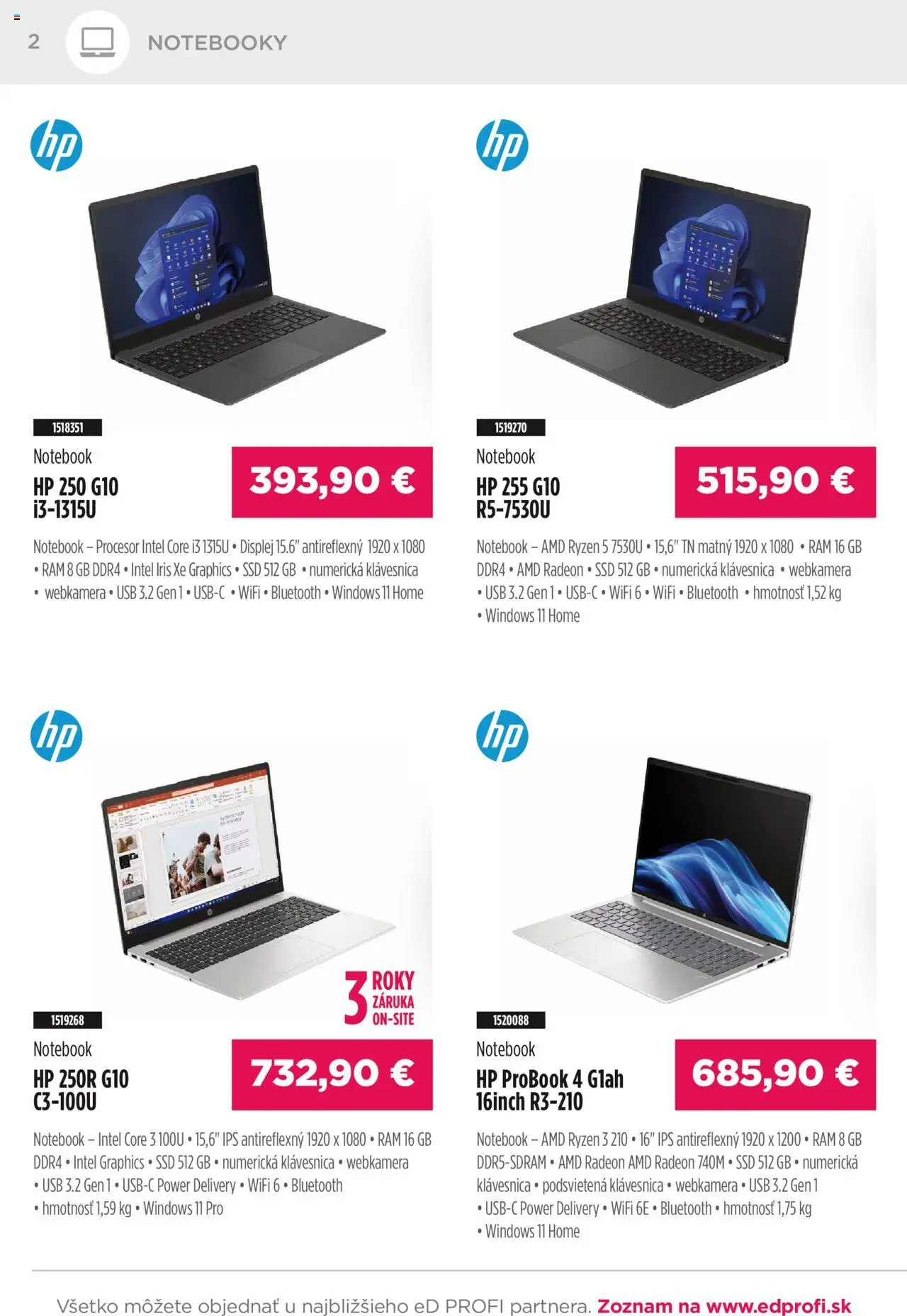 Nové ED Profi akcie – leták je platný od 01.10.2025 | Strana: 2 | Produkty: Rám, Klávesnica, Bluetooth