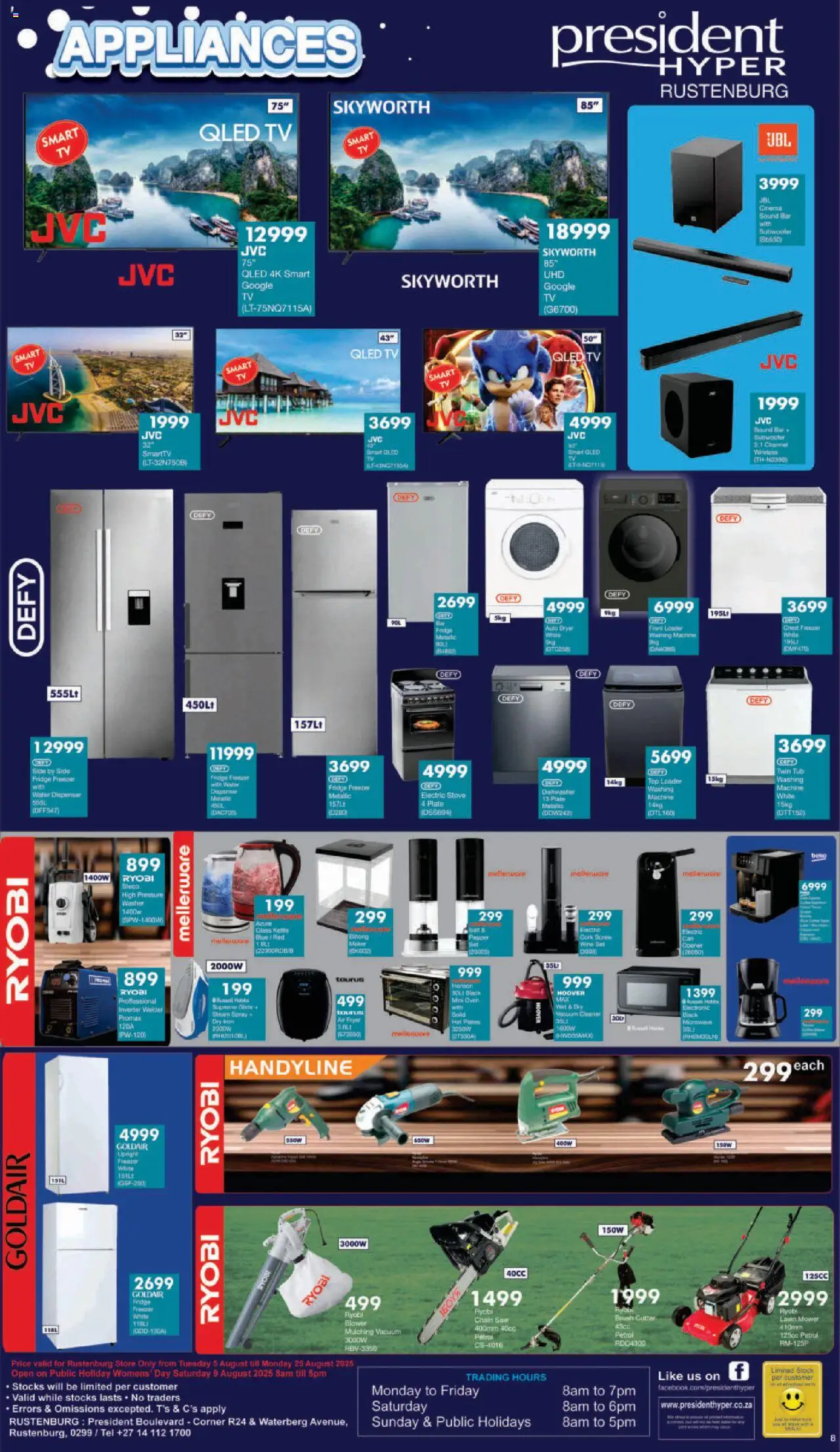 President Hyper Specials │ valid from 05.08.2025 | Page: 8 | Products: Cutter, Dryer, Fridge, Brush