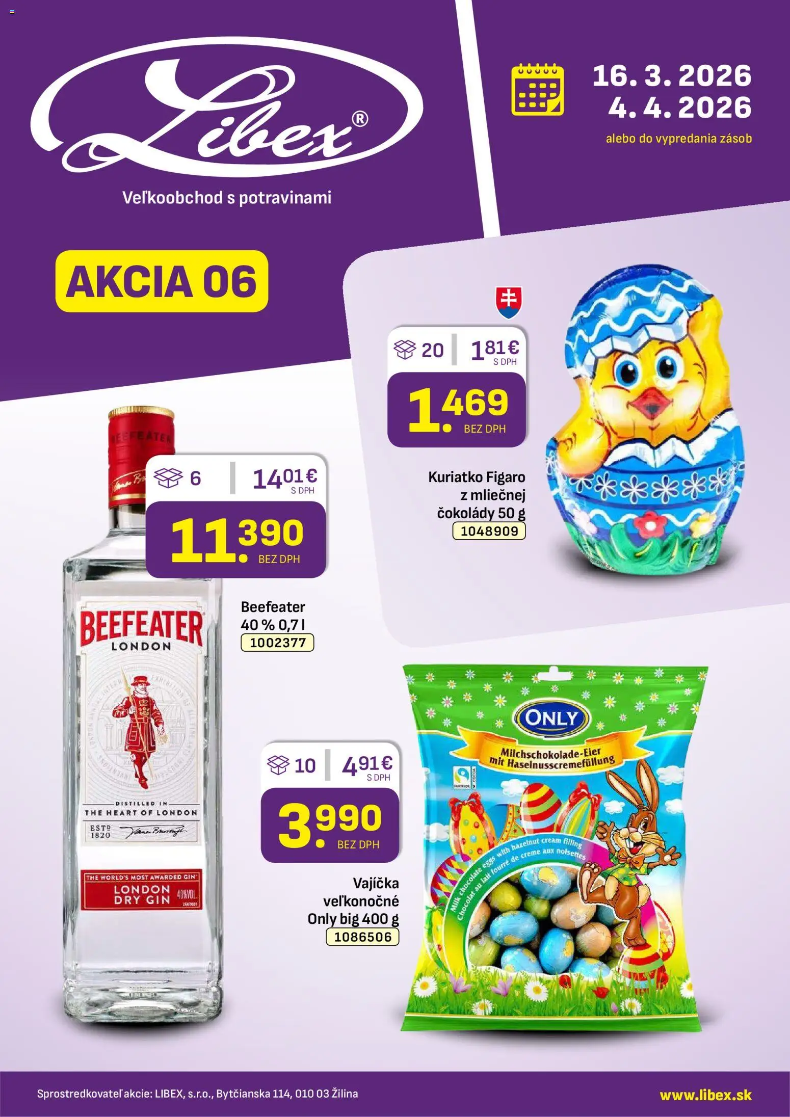 Nové Libex akcie – leták je platný od 16.03.2026 | Strana: 1 | Produkty: Beefeater, Gin