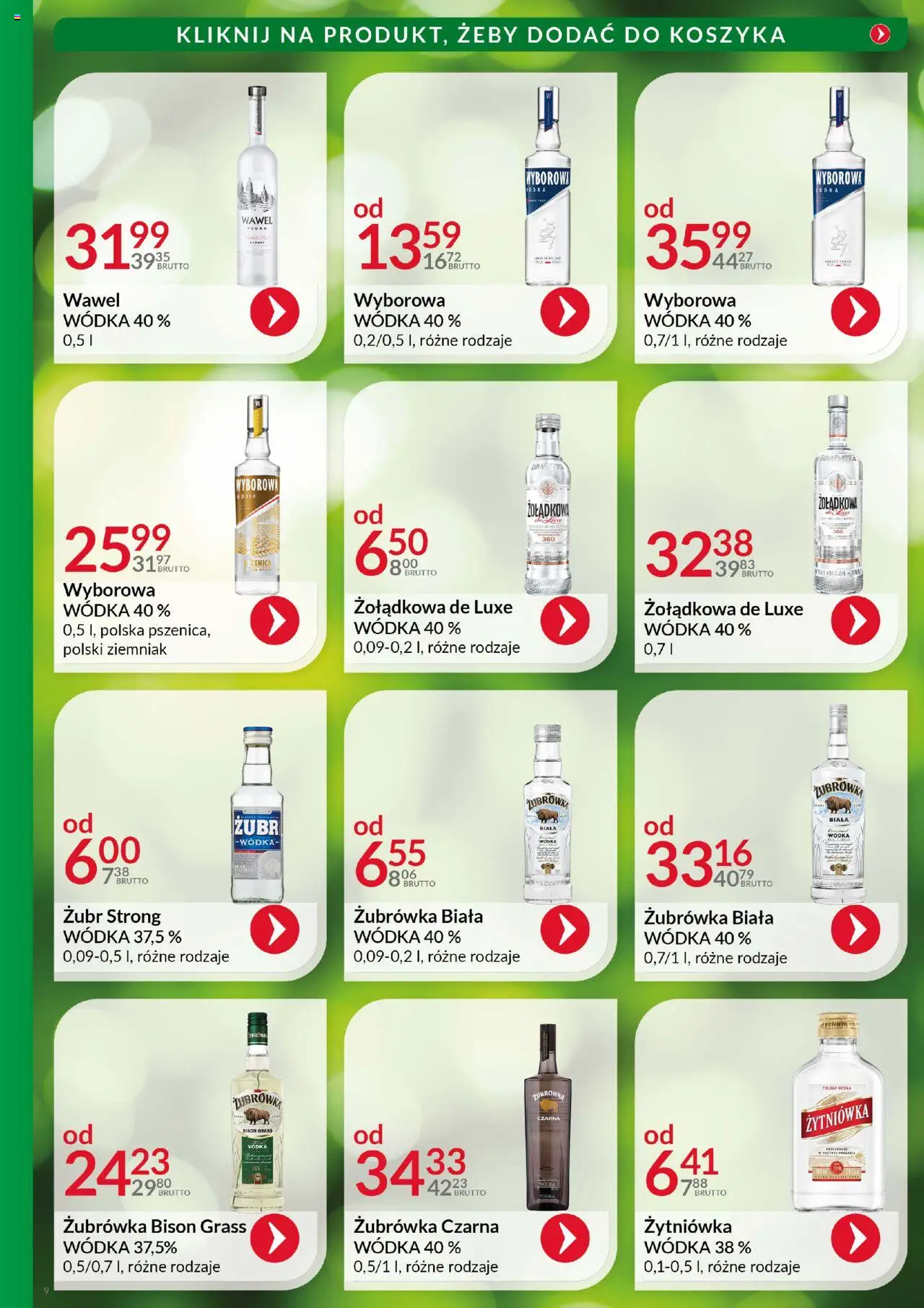 Eurocash Gazetka - Katalog Alkoholowy od 01.08.2025 | Strona: 9 | Produkty: Żubrówka czarna, Żubrówka, Żubrówka biała wódka, Vodka