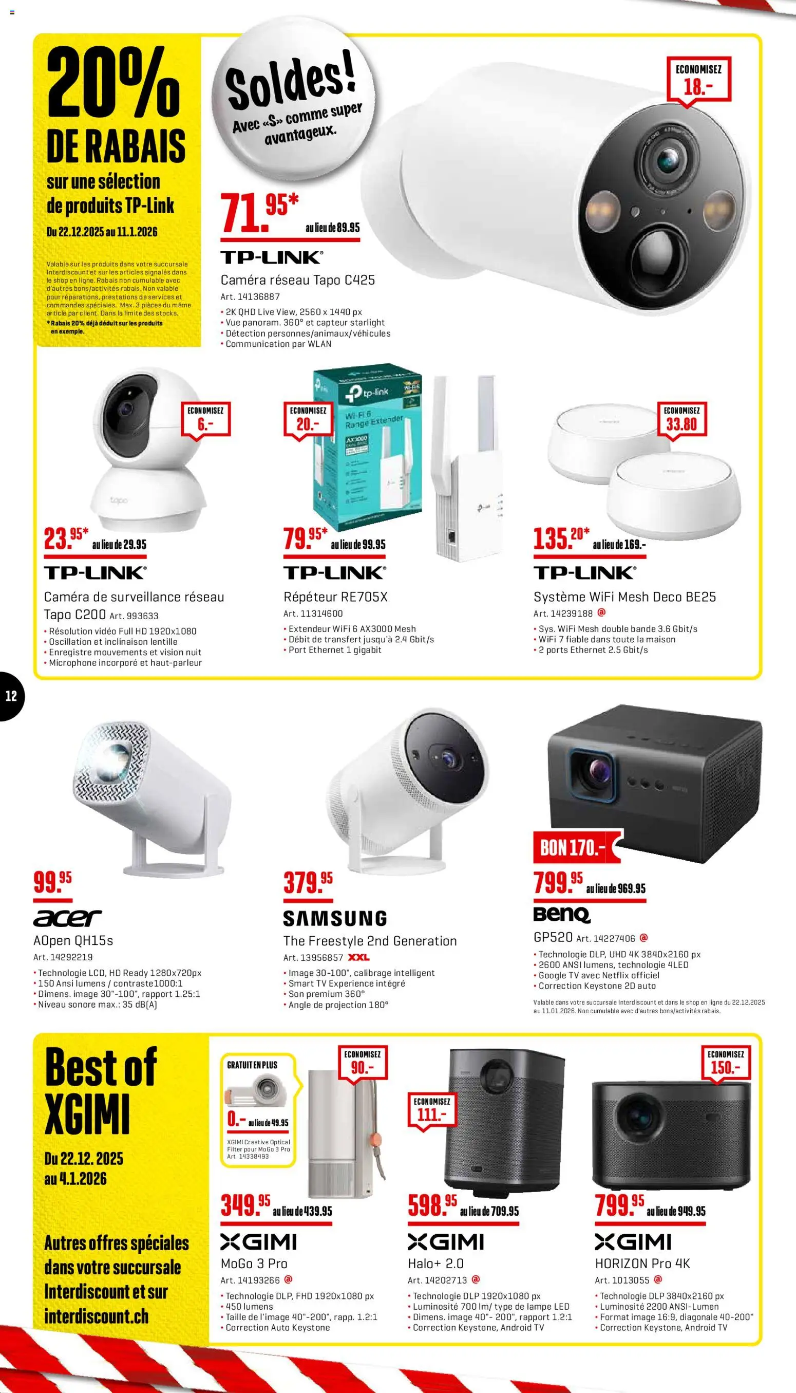 Interdiscount Aktionen FR – gültig ab 22.12.2025 | Seite: 12 | Produkte: Lampe, TV, Video, Samsung