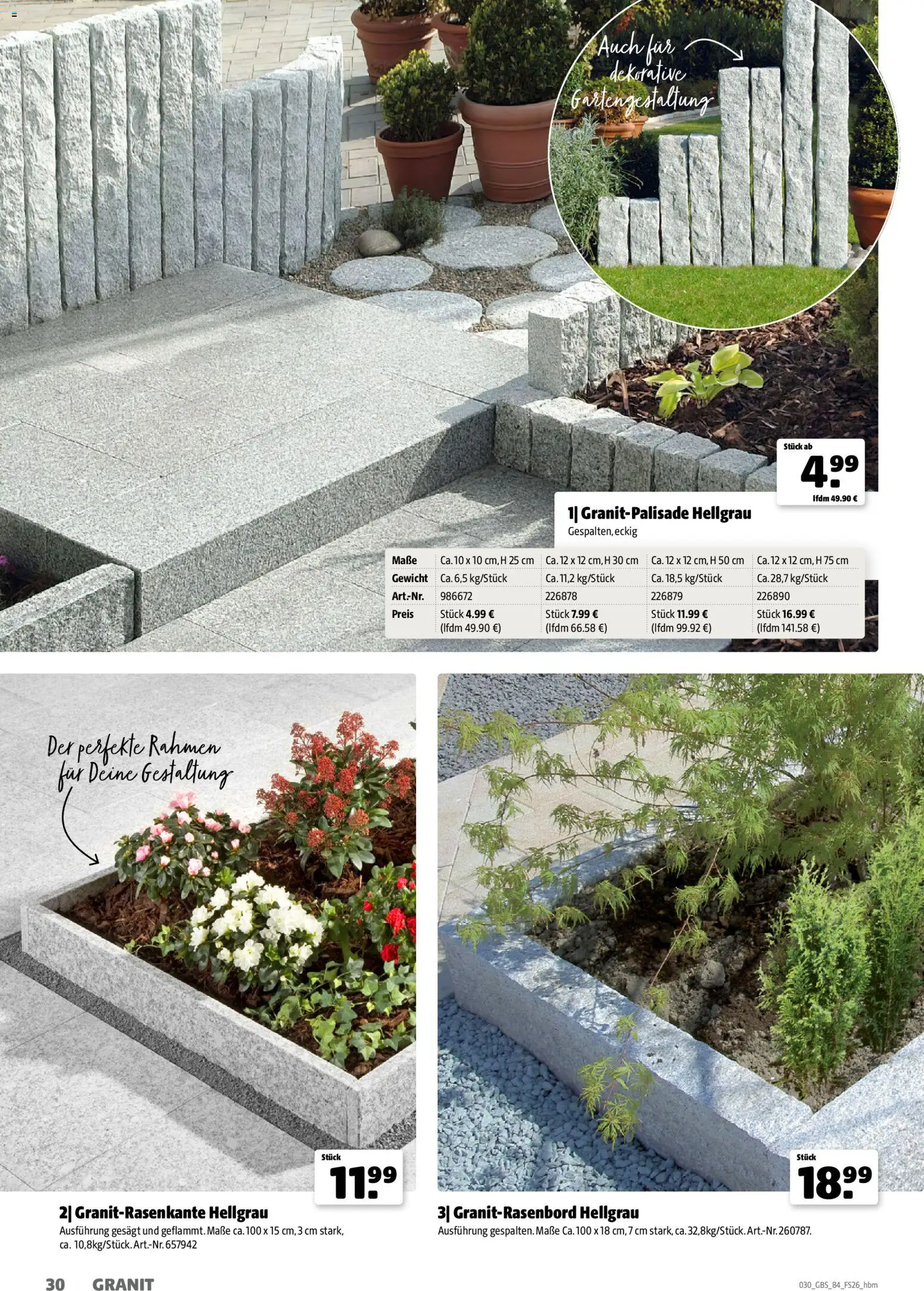 Hagebau Gartenbaustoffsortiment – gültig ab 02.03.2026 | Seite: 30 | Produkte: Gewicht