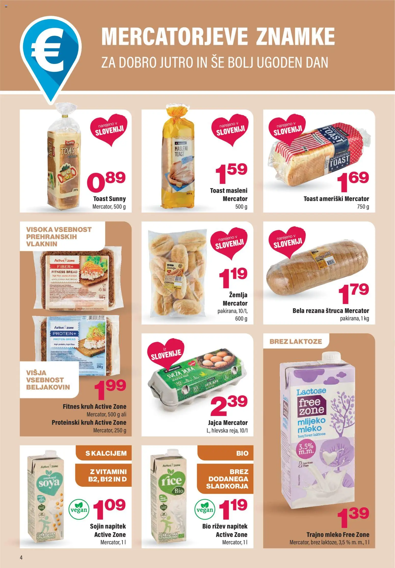 Novi Mercator katalog ponudbe – veljaven od 14.01.2026 | Stran: 4 | Izdelki: Žemlja, Toast, Jajca, Kruh