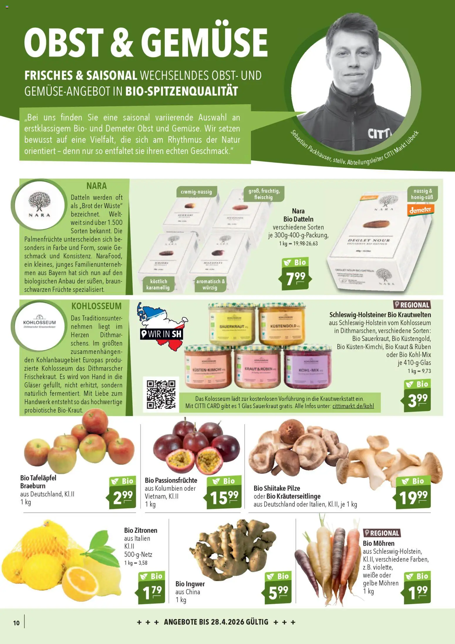 CITTI Markt Bio logisch! – gültig ab 01.04.2026 | Seite: 10 | Produkte: Mohren, Gemüse, Obst, Kraut