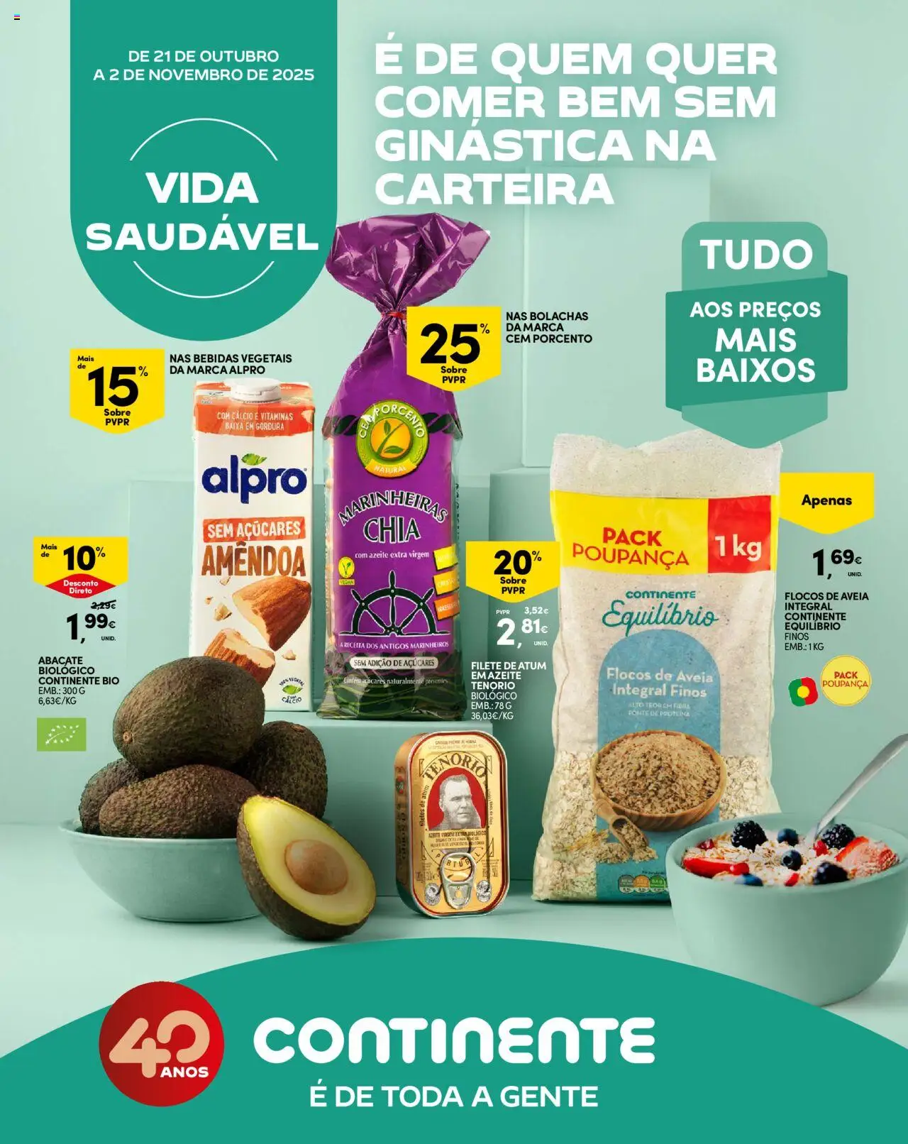 Continente - Madeira │ válido de 21.10.2025 | Página: 13 | Produtos: Aveia, Atum, Azeite, Bolachas