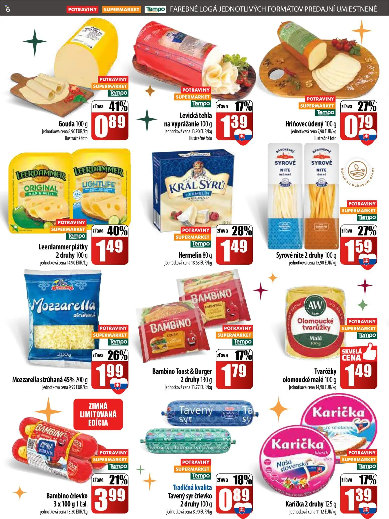 Nové COOP Jednota akcie – leták je platný od 04.12.2025 | Strana: 6 | Produkty: Syr, Gouda, Mozzarella