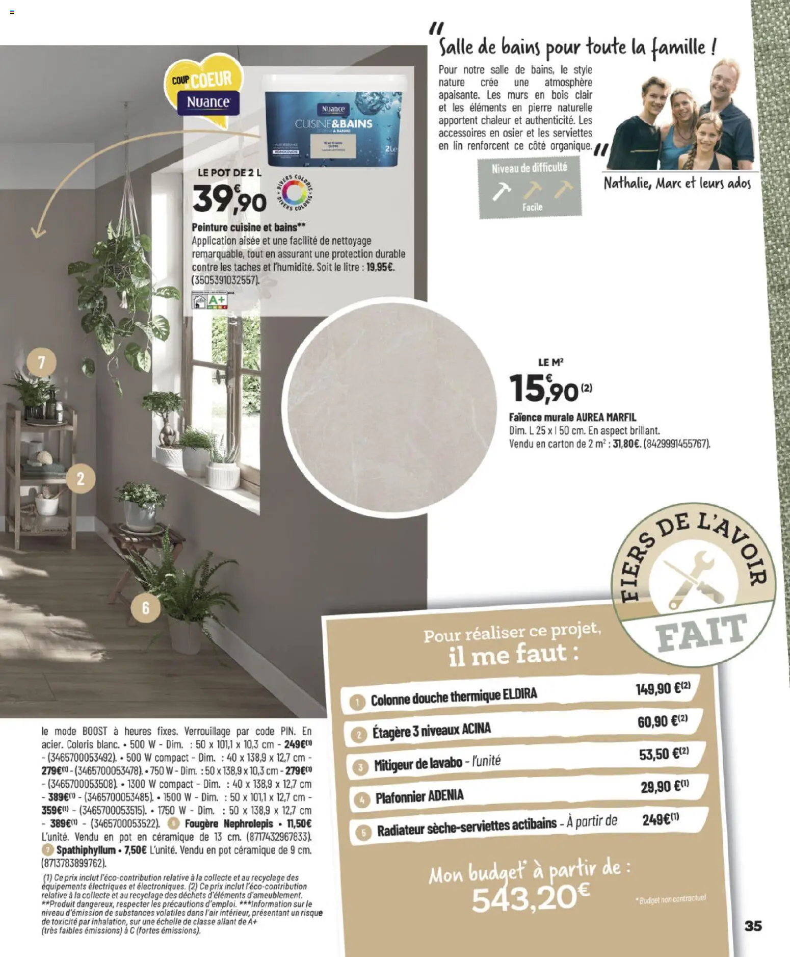 {H1} | Page: 35 | Produits: Plafonnier, Étagère, Lavabo, Douche