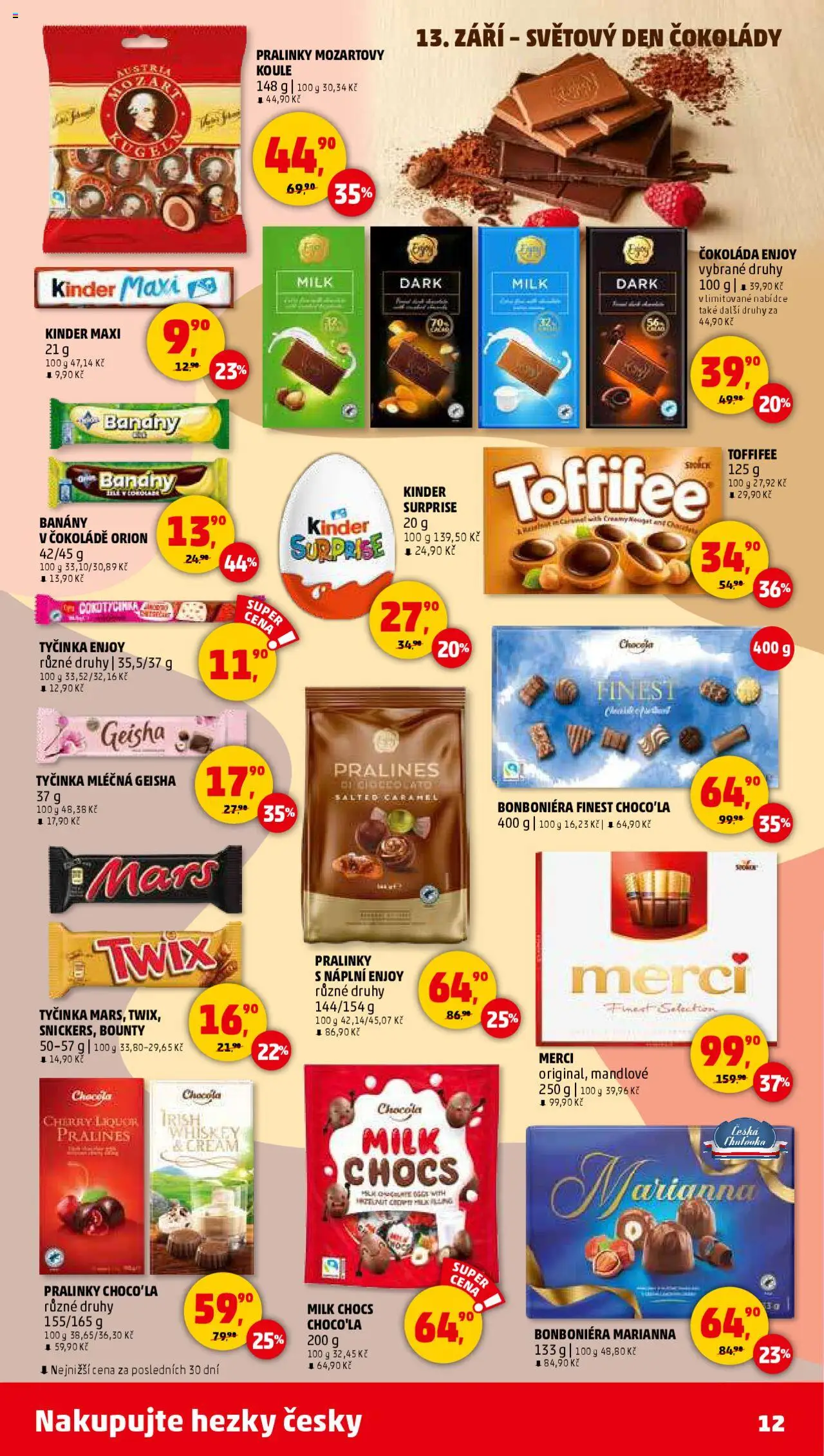 Penny Market leták - Čtvrtečník od 11.09.2025 | Strana: 12 | Produkty: Banány, Twix, Toffifee, Bonboniéra