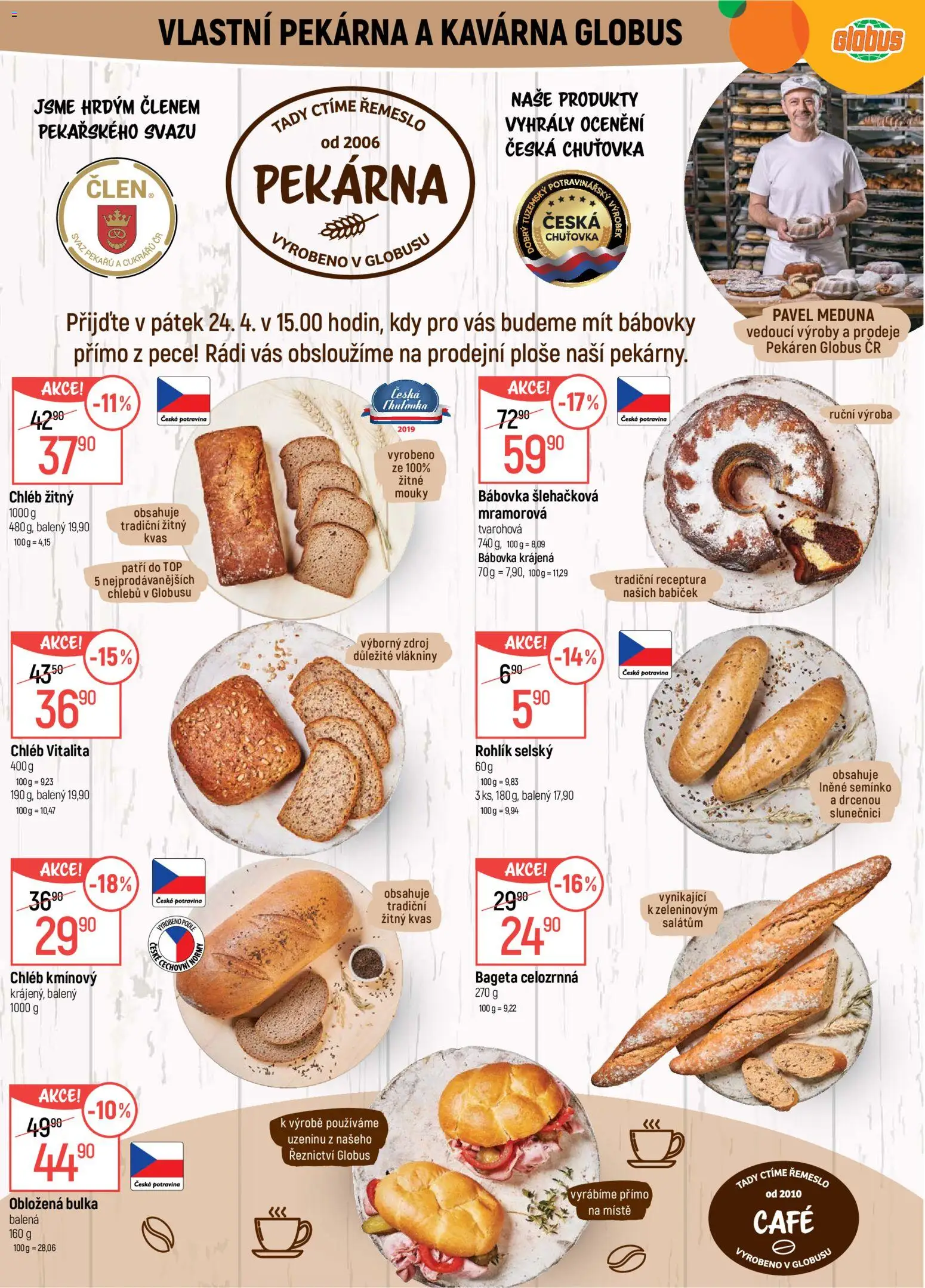 Globus leták - Praha Černý Most od 22.04.2026 | Strana: 8 | Produkty: Globus, Rohlík, Bábovka, Pekárna
