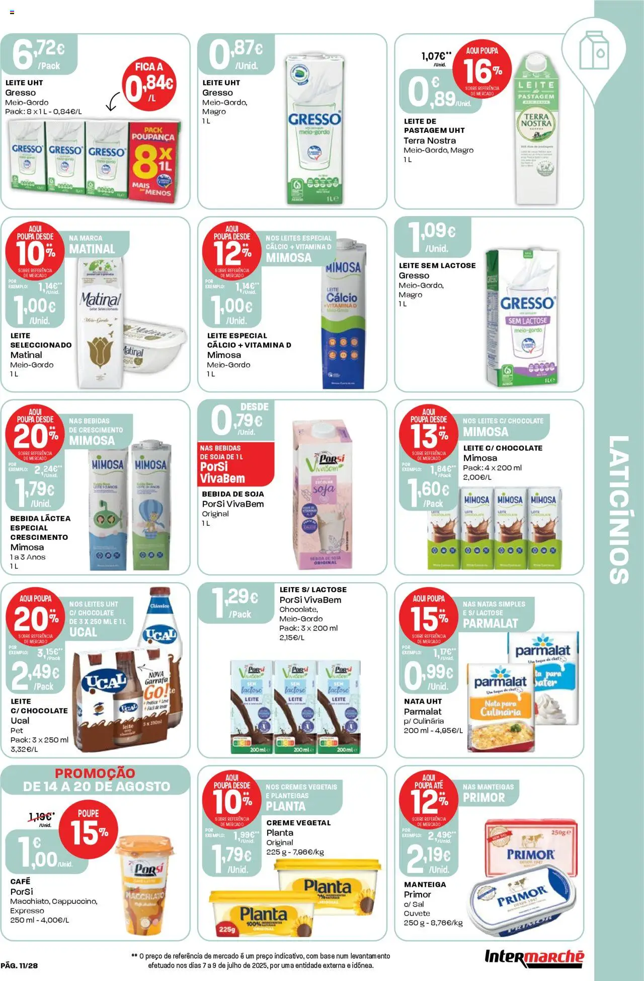 Intermarché folheto │ válido de 14.08.2025 | Página: 11 | Produtos: Soja, Cálcio, Chocolate, Creme
