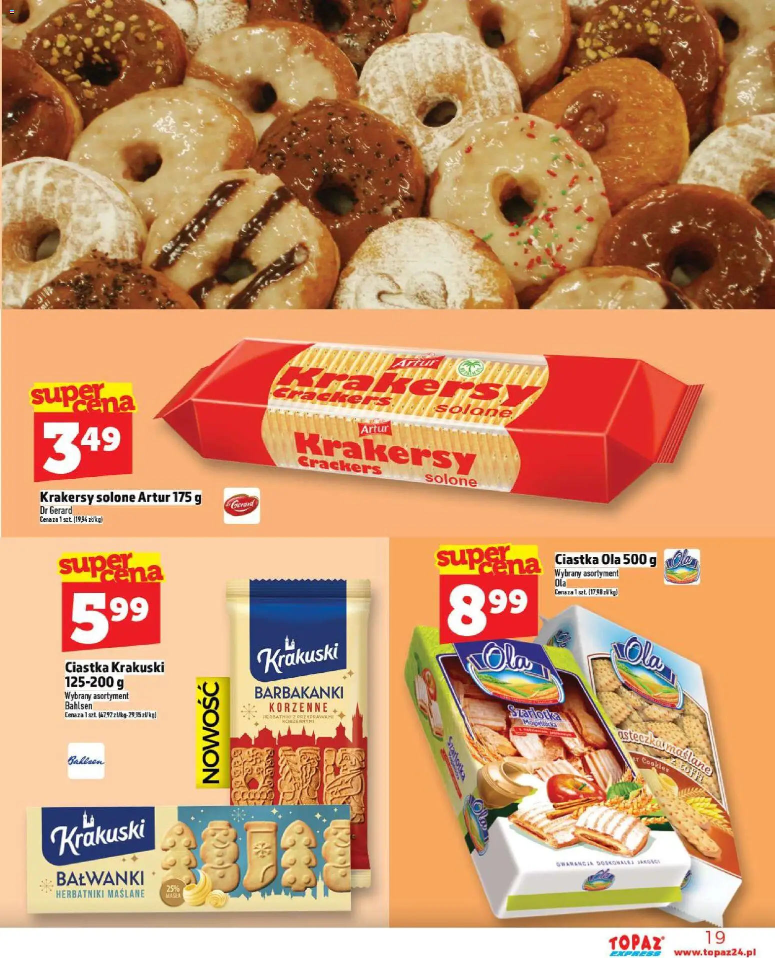 Topaz Gazetka - Express od 20.11.2025 | Strona: 19 | Produkty: Herbatniki, Krakersy, Ciastka
