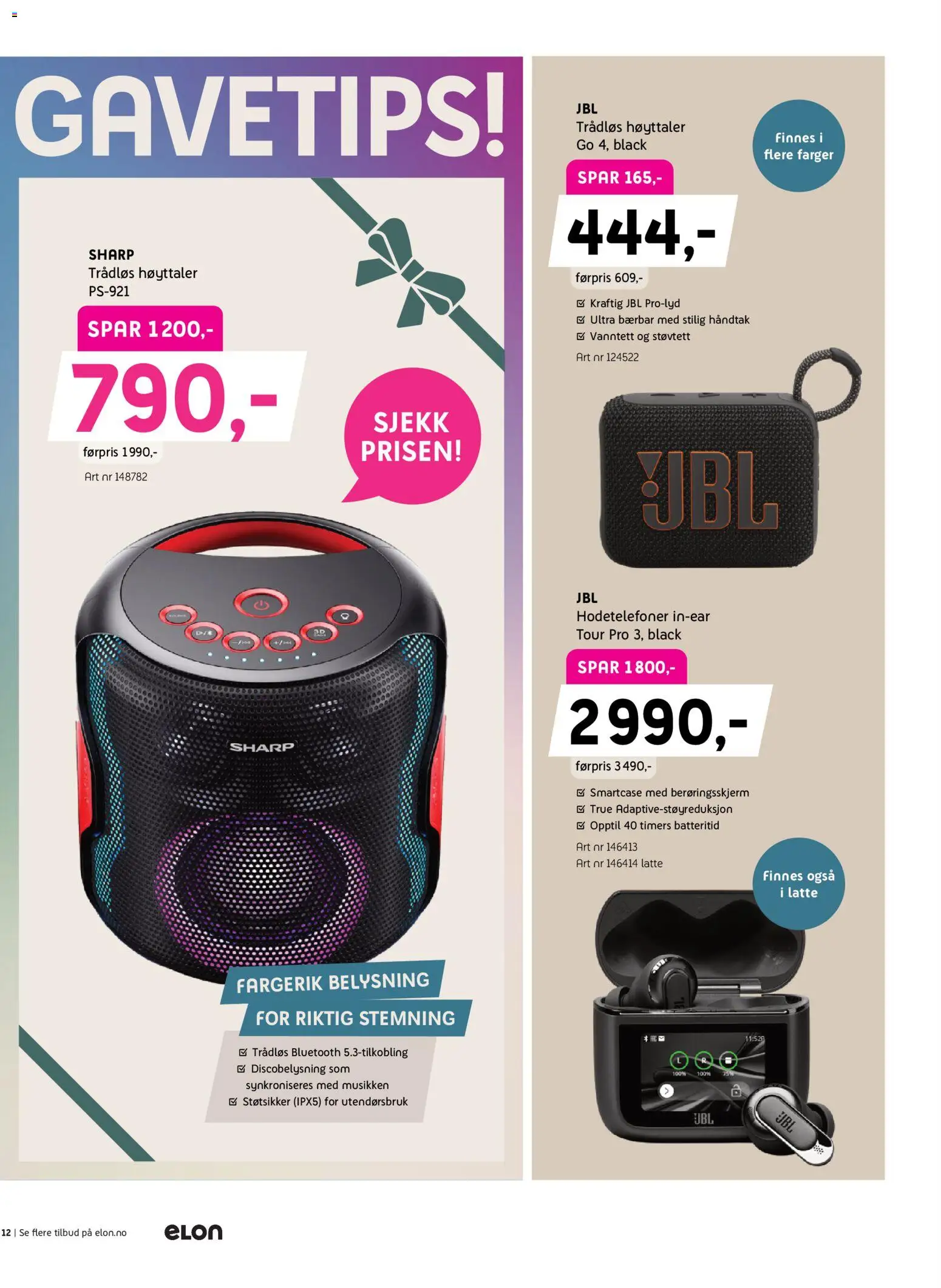 {H1} | Side: 12 | Produkter: Hodetelefoner, Høyttaler, Håndtak