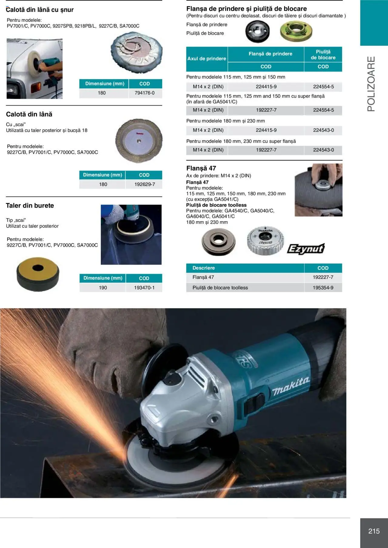 Noul catalog Makita – valabil de la 08.01.2025 | Pagină: 215 | Produse: Burete