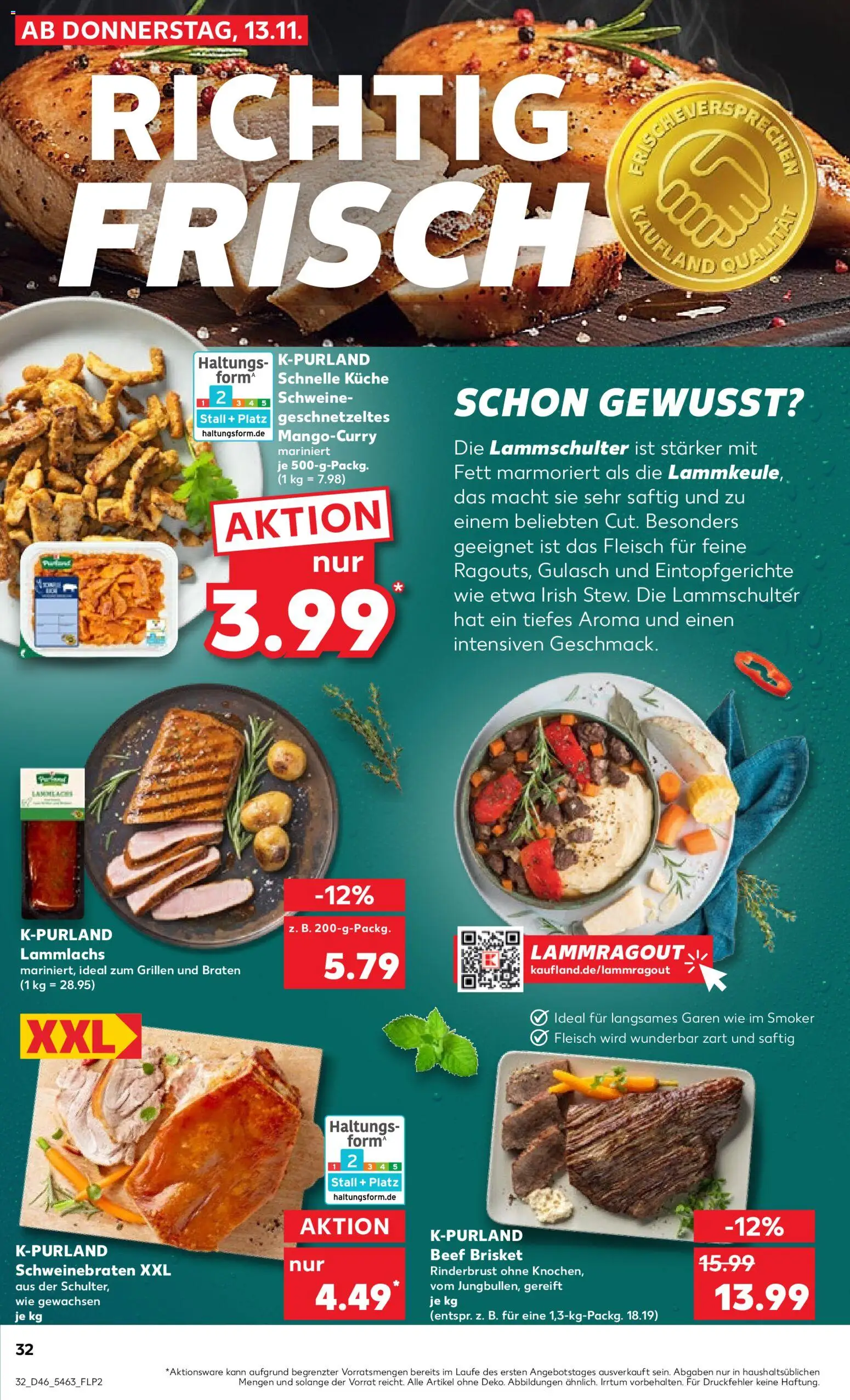 Kaufland prospekt Kiel	 – gültig ab 13.11.2025 | Seite: 32 | Produkte: Küche, Gulasch, Fleisch