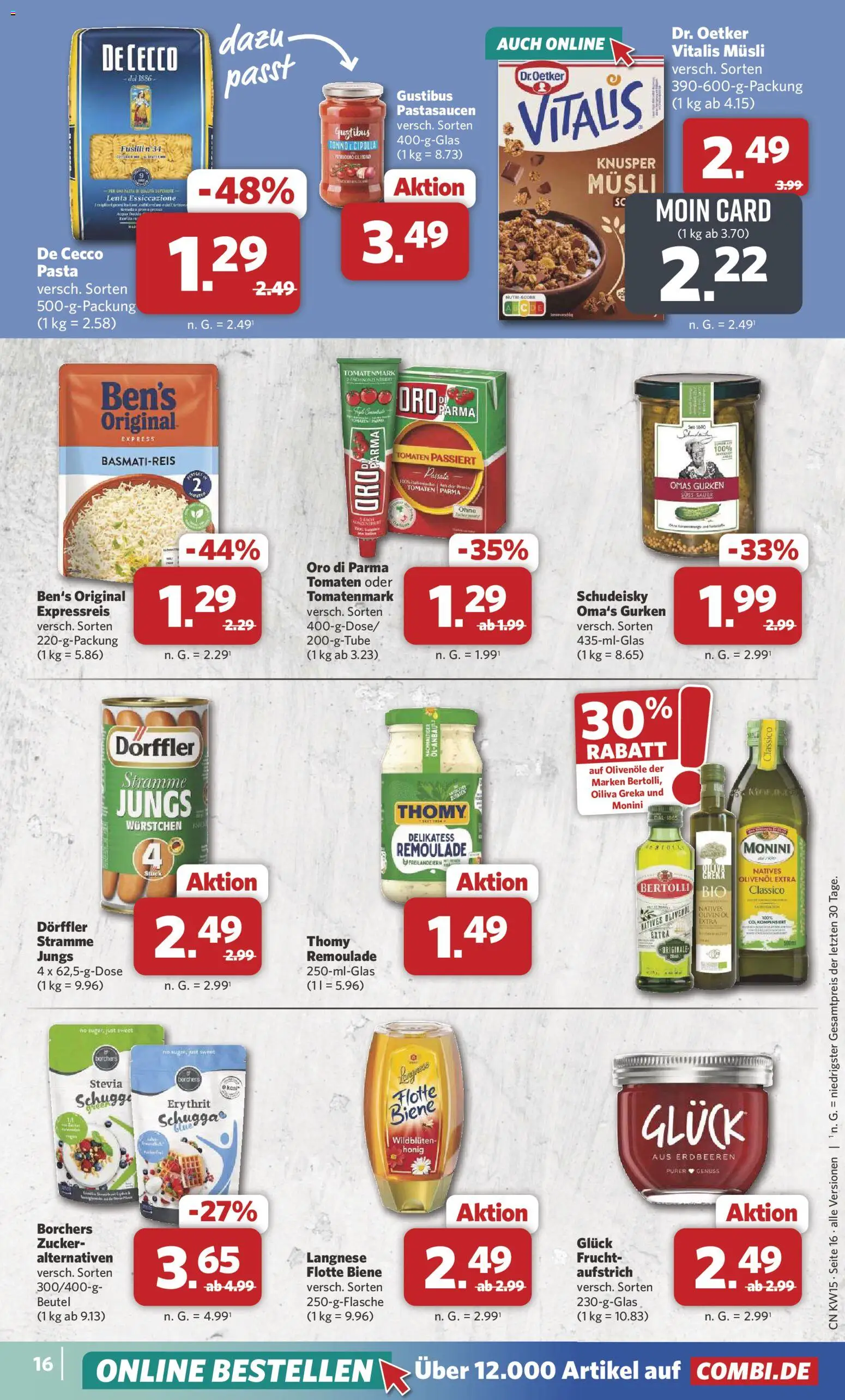 Combi Prospekt 	 – gültig ab 07.04.2026 | Seite: 16 | Produkte: Langnese, Basmatireis, Zucker, Erdbeeren