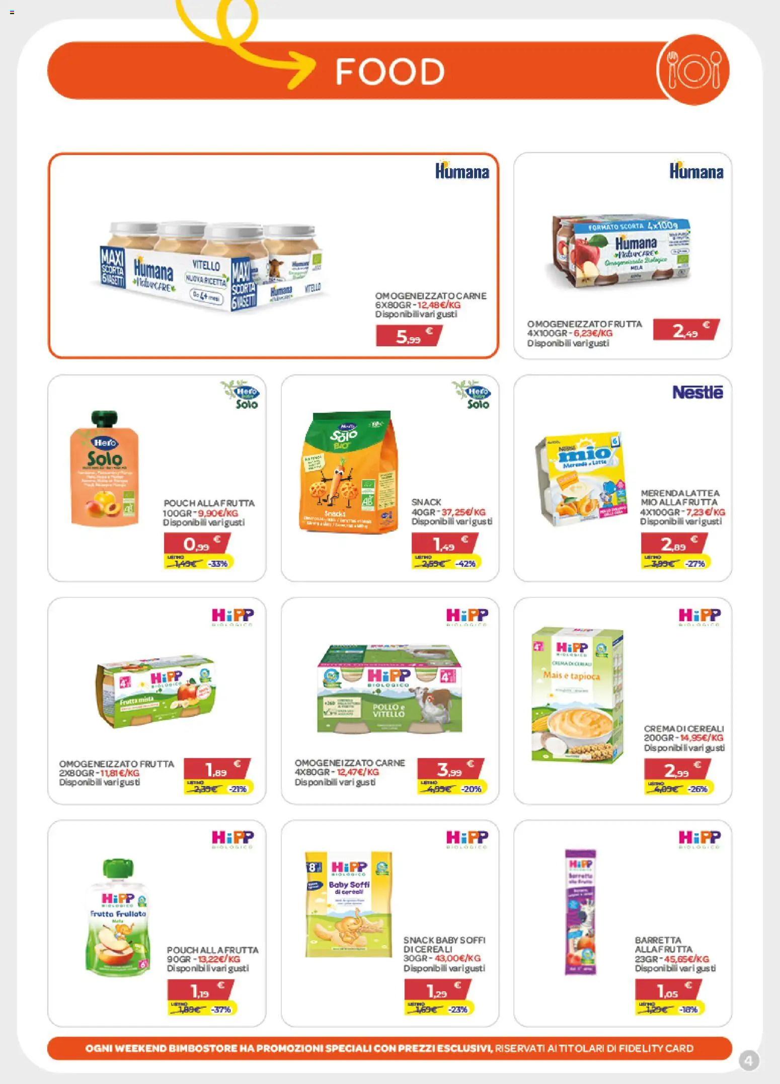 Volantino Bimbo store del 09.01.2026 | Pagina: 4 | Prodotti: Pollo, Cereali, Vitello, Barretta