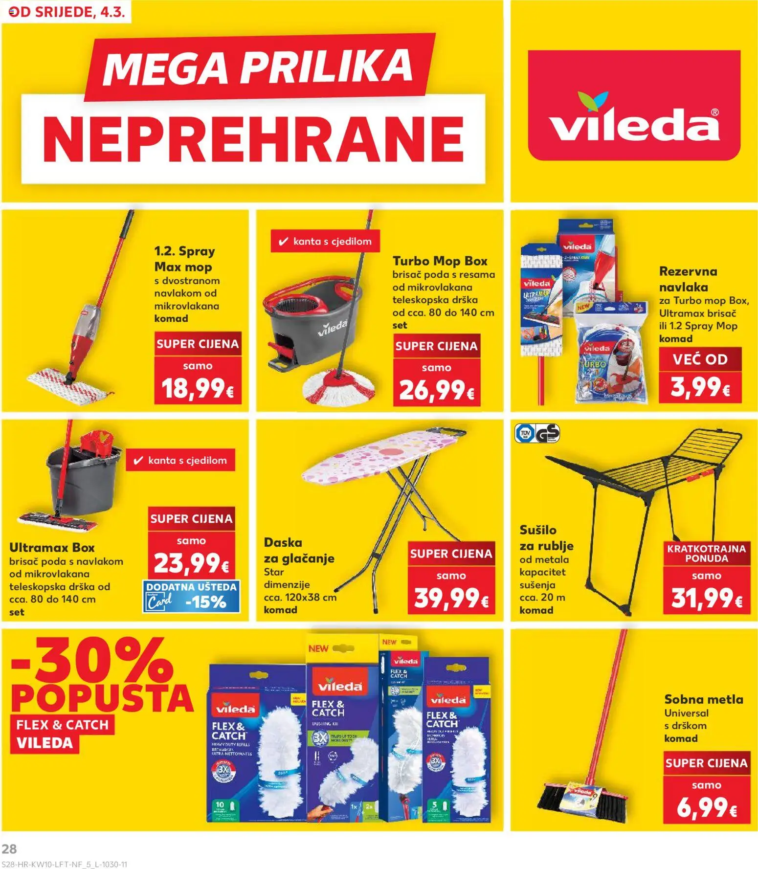 Kaufland katalog | vrijedi od 04.03.2026 | Stranica: 28 | Proizvodi: Metla, Mop, Kanta s cjedilom, Sušilo za rublje