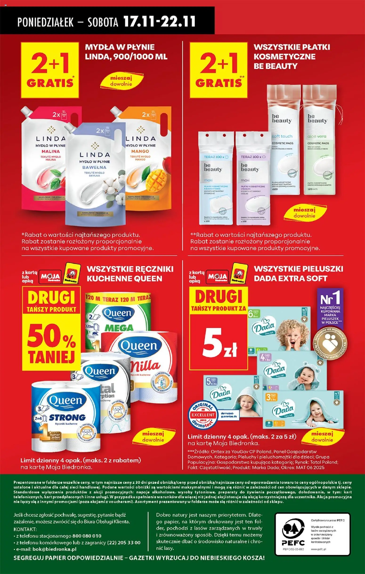 Biedronka gazetka od 17.11.2025 | Strona: 93 | Produkty: Malina, Tampony, Pieluchomajtki, Płatki kosmetyczne