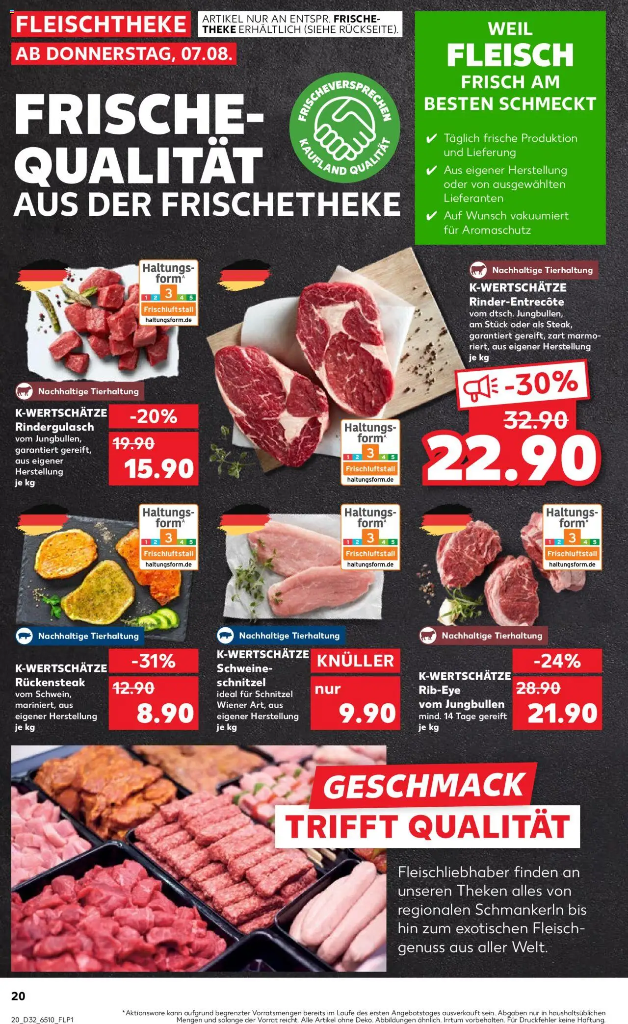 Kaufland prospekt Köln	 - gültig ab dem 07.08.2025 | Seite: 20 | Produkte: Theke, Entrecote, Schnitzel, Fleisch