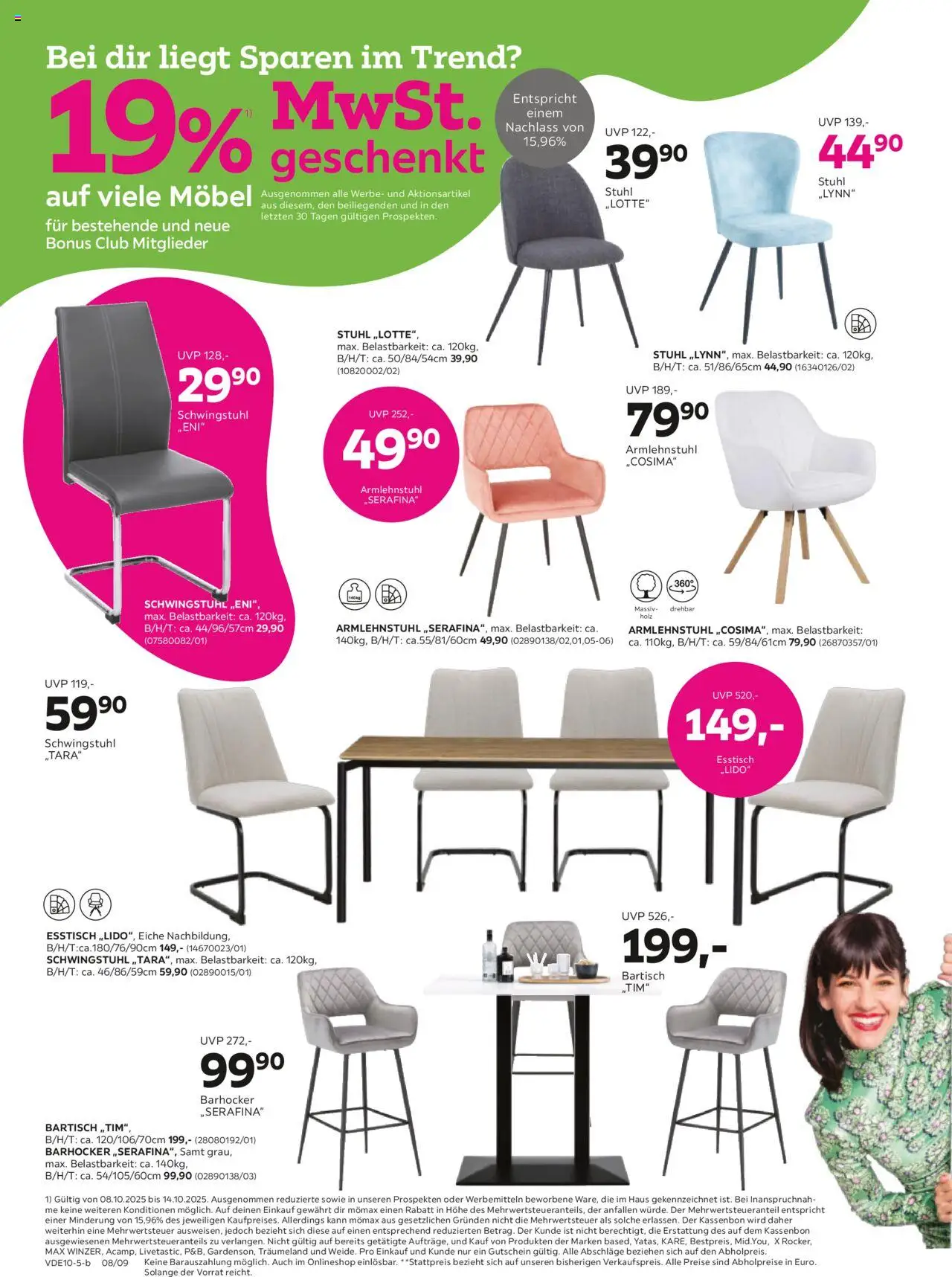 Mömax Prospekt 	 – gültig ab 06.10.2025 | Seite: 8 | Produkte: Esstisch, Bartisch, Barhocker, Stuhl