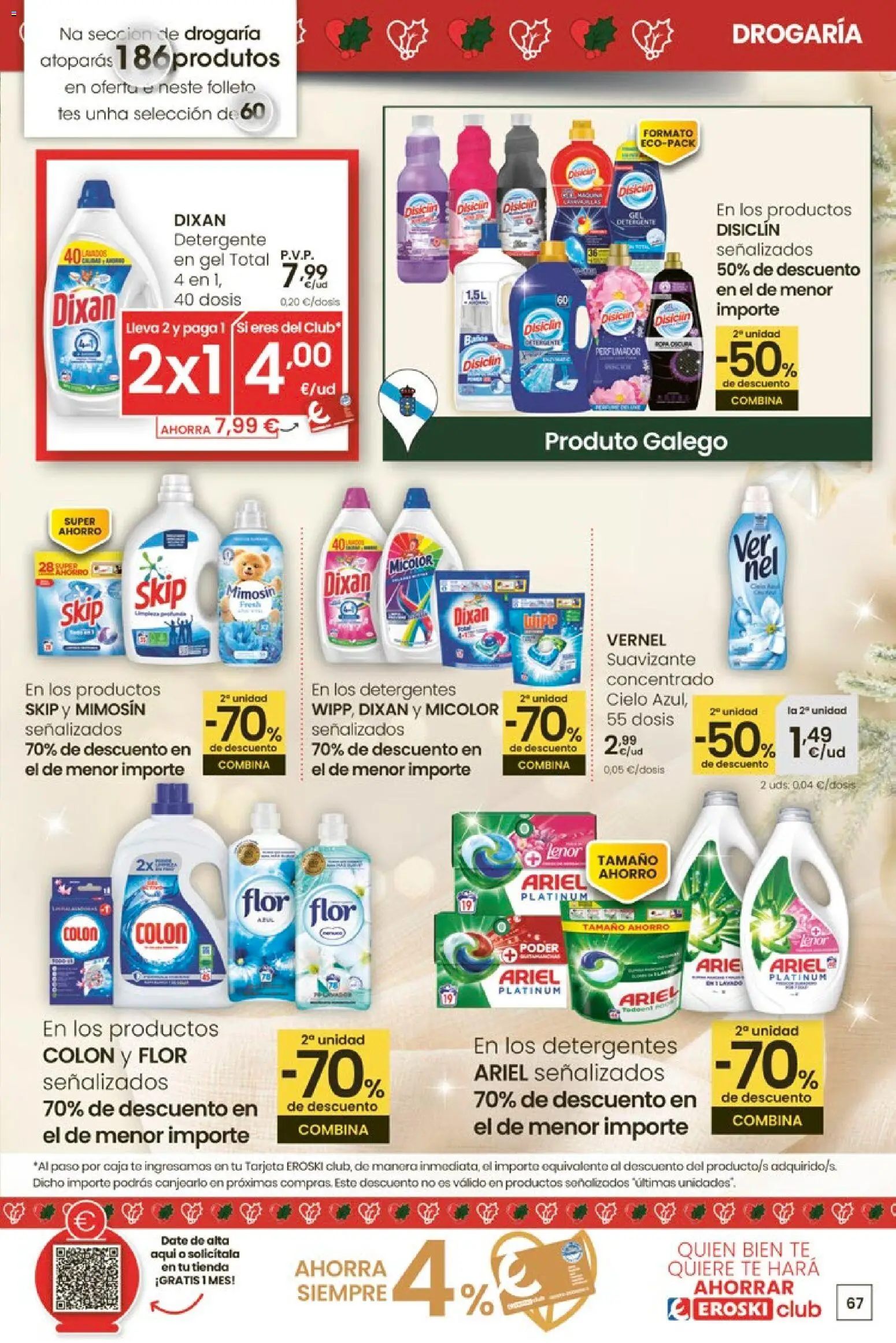 Eroski - Nadal  │ válido desde el 18.12.2025 | Página: 67 | Productos: Detergente, Té, Suavizante, Caja