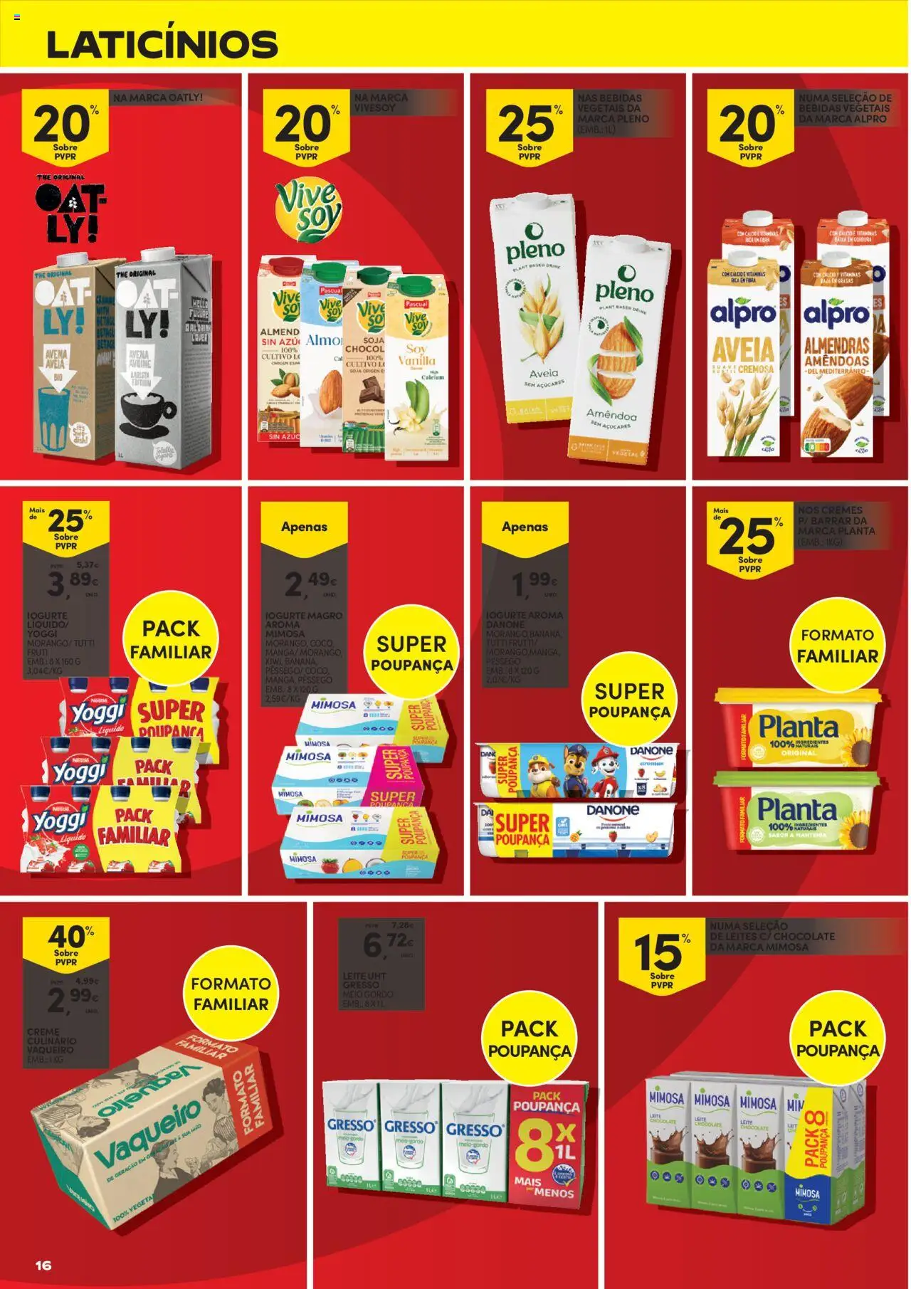 Continente - Packs Poupança: É de quem poupa em tudo │ válido de 16.09.2025 | Página: 16 | Produtos: Soja, Amêndoas, Cálcio, Chocolate