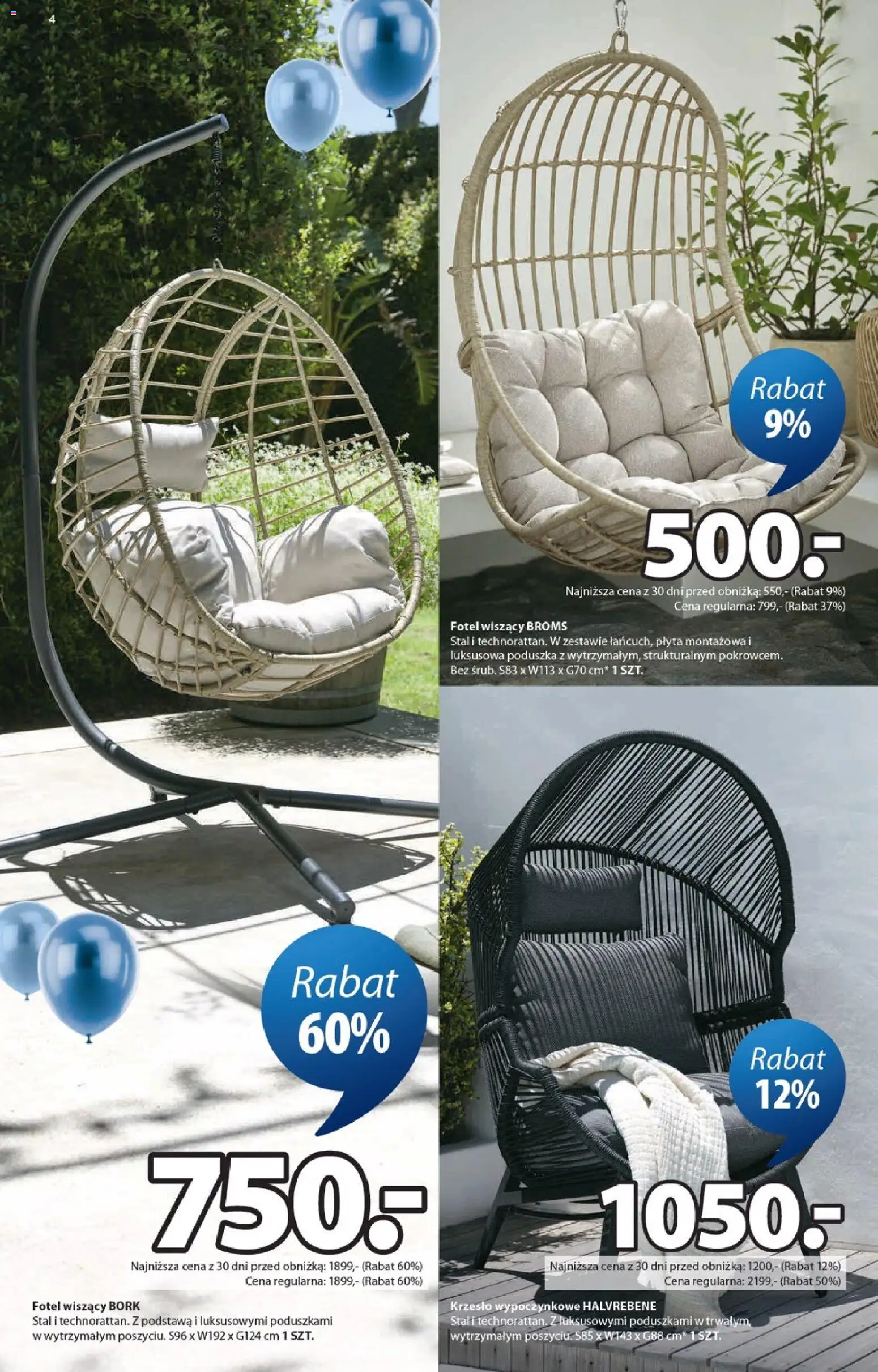 JYSK gazetka od 22.04.2026 | Strona: 4 | Produkty: Poduszka, Fotel, Krzesło