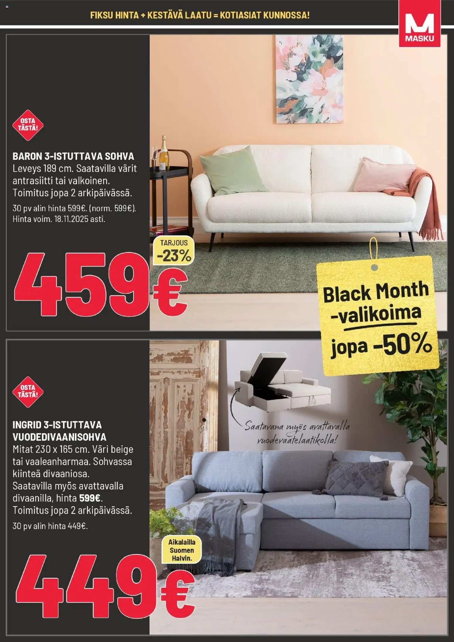 Masku - Black Friday – voimassa 06.11.2025 alkaen | Sivu: 5 | Tuotteet: Sohva