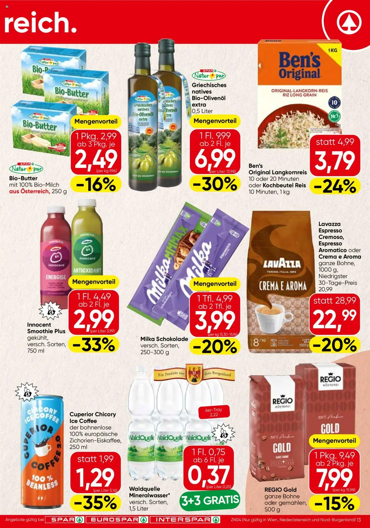 Spar Flugblatt -Burgenland gültig ab 11.09.2025 | Seite: 13 | Produkte: Schokolade, Reis