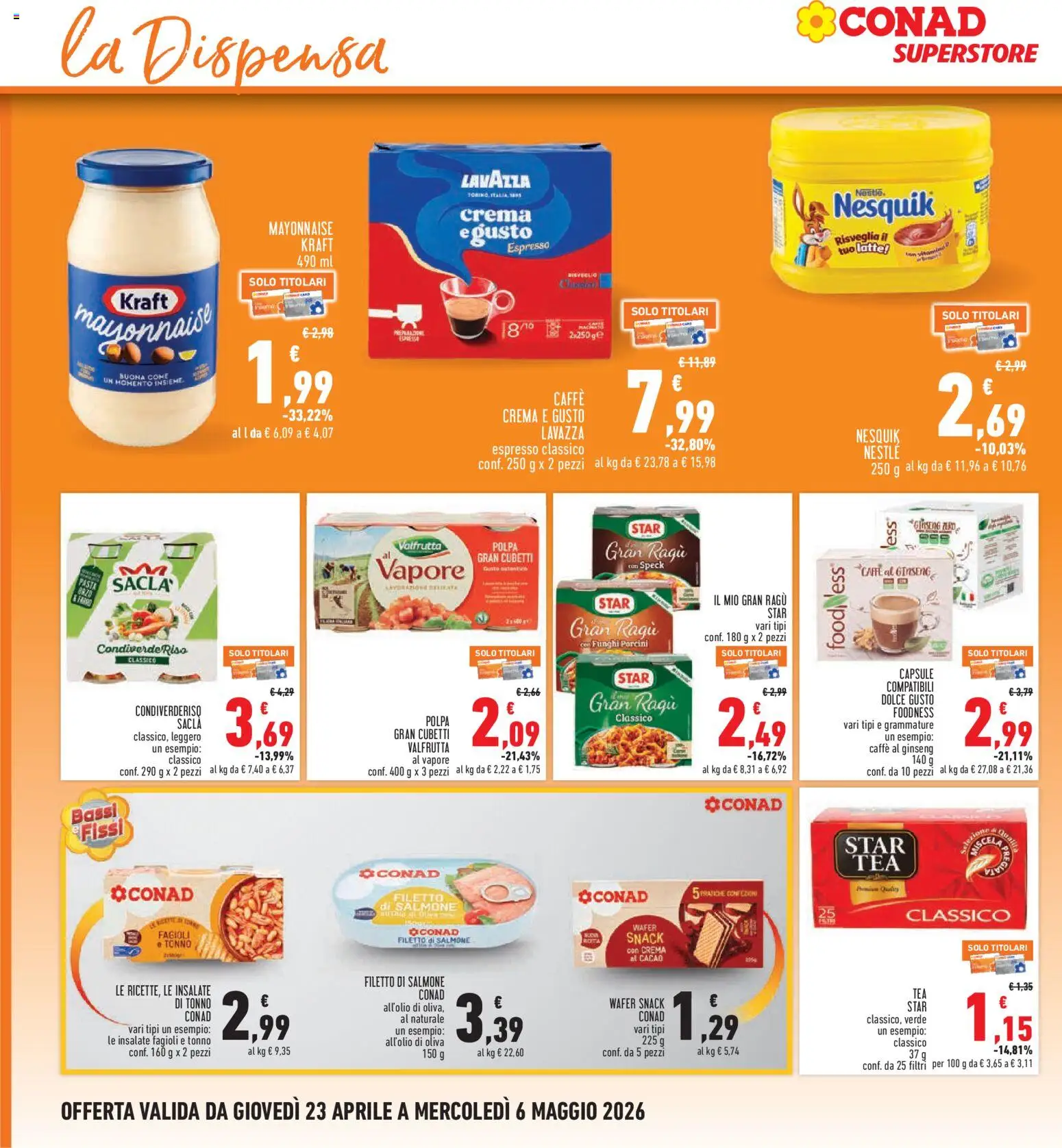 Volantino Conad del 23.04.2026 | Pagina: 18 | Prodotti: Crema, Salmone, Latte, Ragú