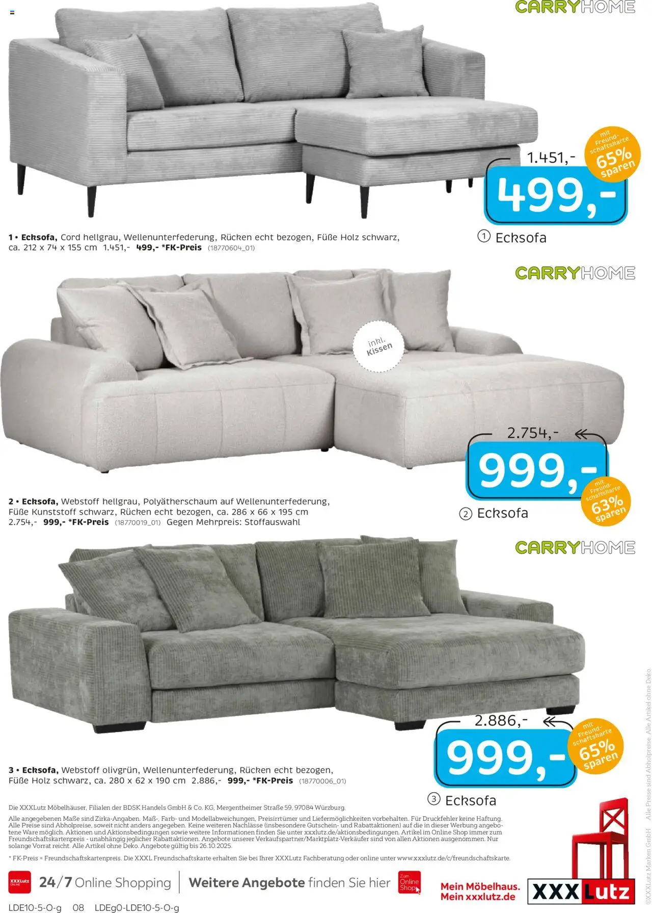 XXXL Lutz Junges Wohnen – gültig ab 12.10.2025 | Seite: 8 | Produkte: Ecksofa, Kissen