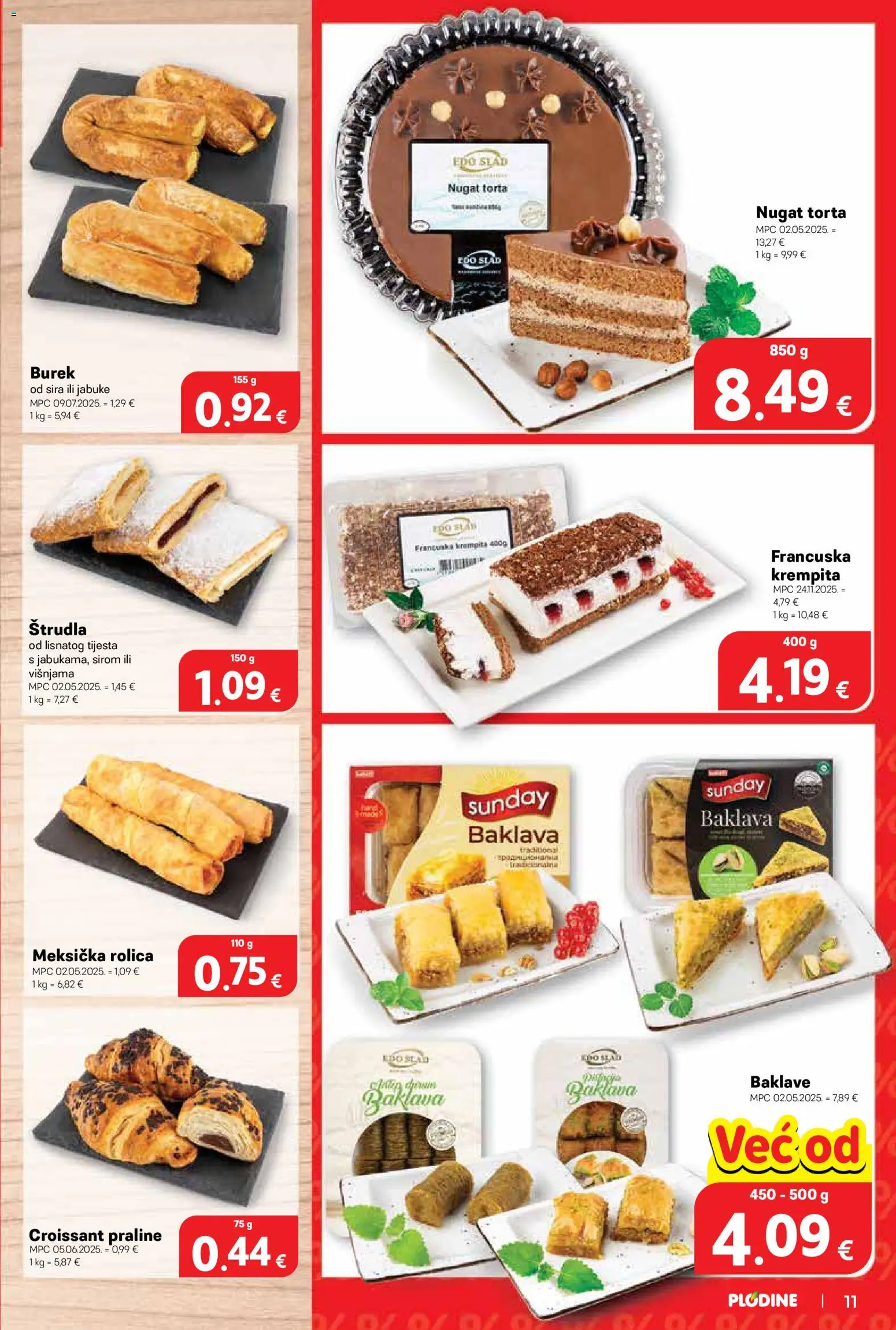 Plodine katalog | vrijedi od 18.02.2026 | Stranica: 11 | Proizvodi: Praline, Jabuke, Burek, Torta