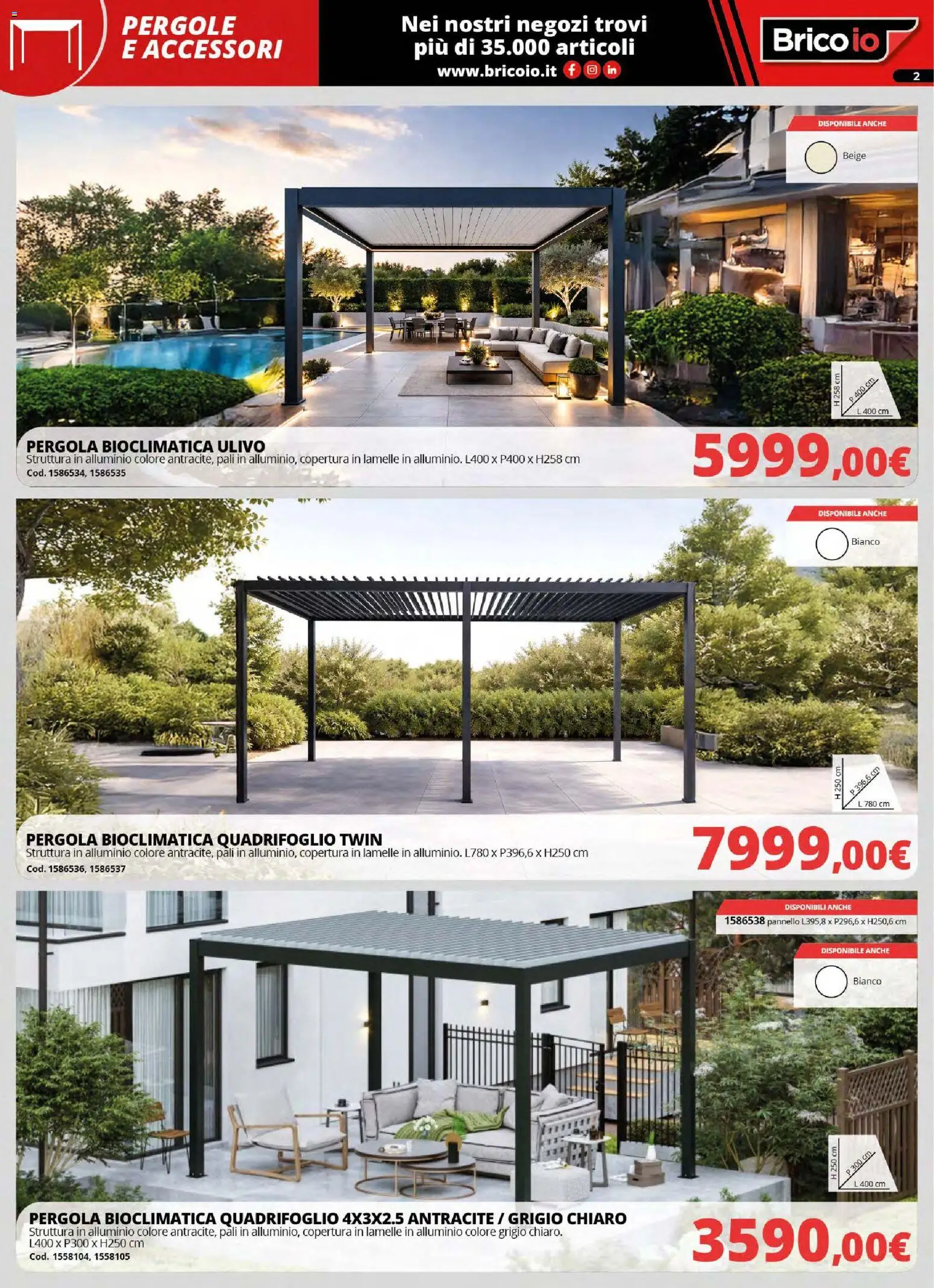 Volantino Brico io del 30.03.2026 | Pagina: 2 | Prodotti: Pergola, Alluminio