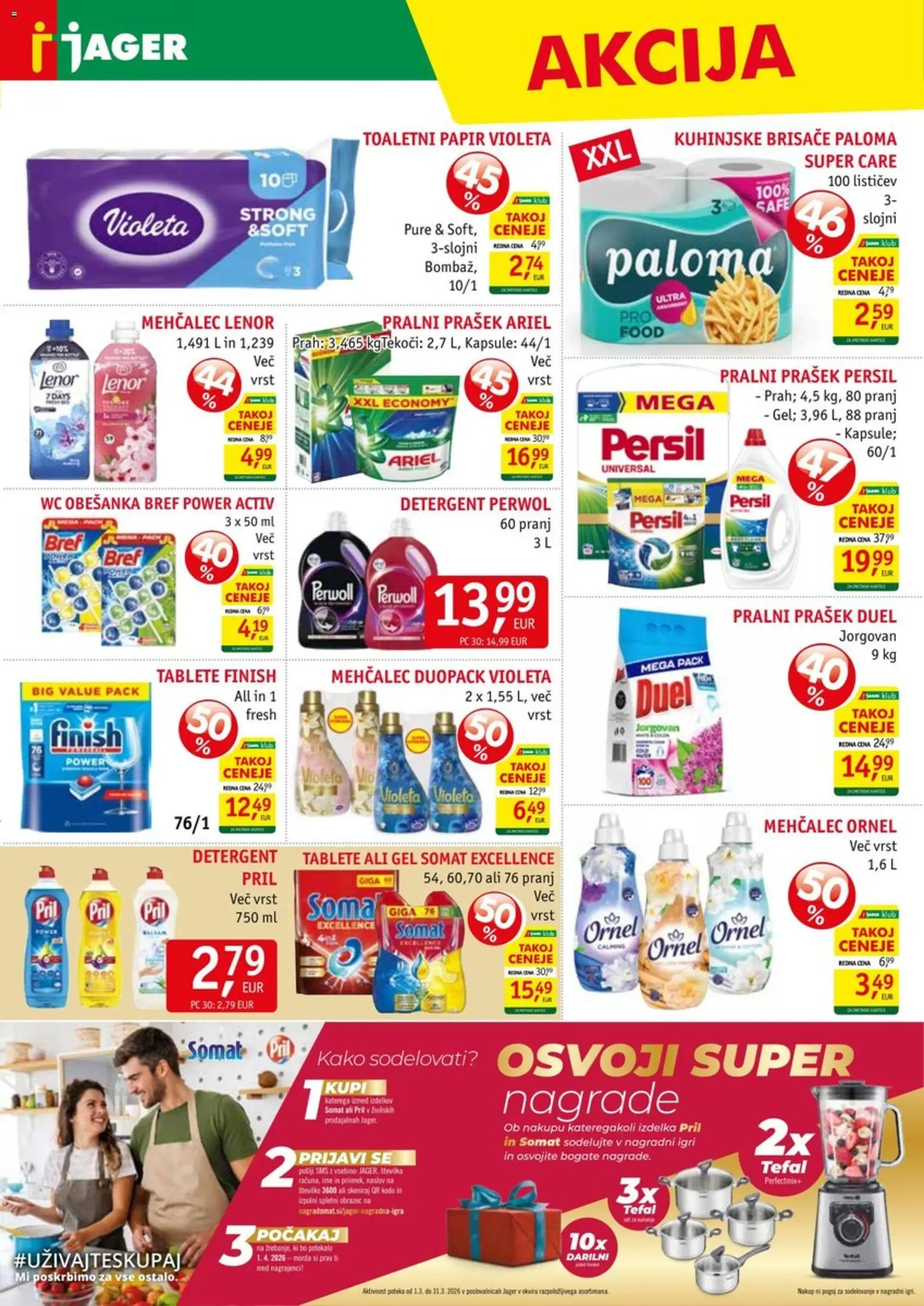Novi Jager katalog ponudbe – veljaven od 11.03.2026 | Stran: 15 | Izdelki: Mehčalec, Pralni prašek, Toaletni papir, Detergent