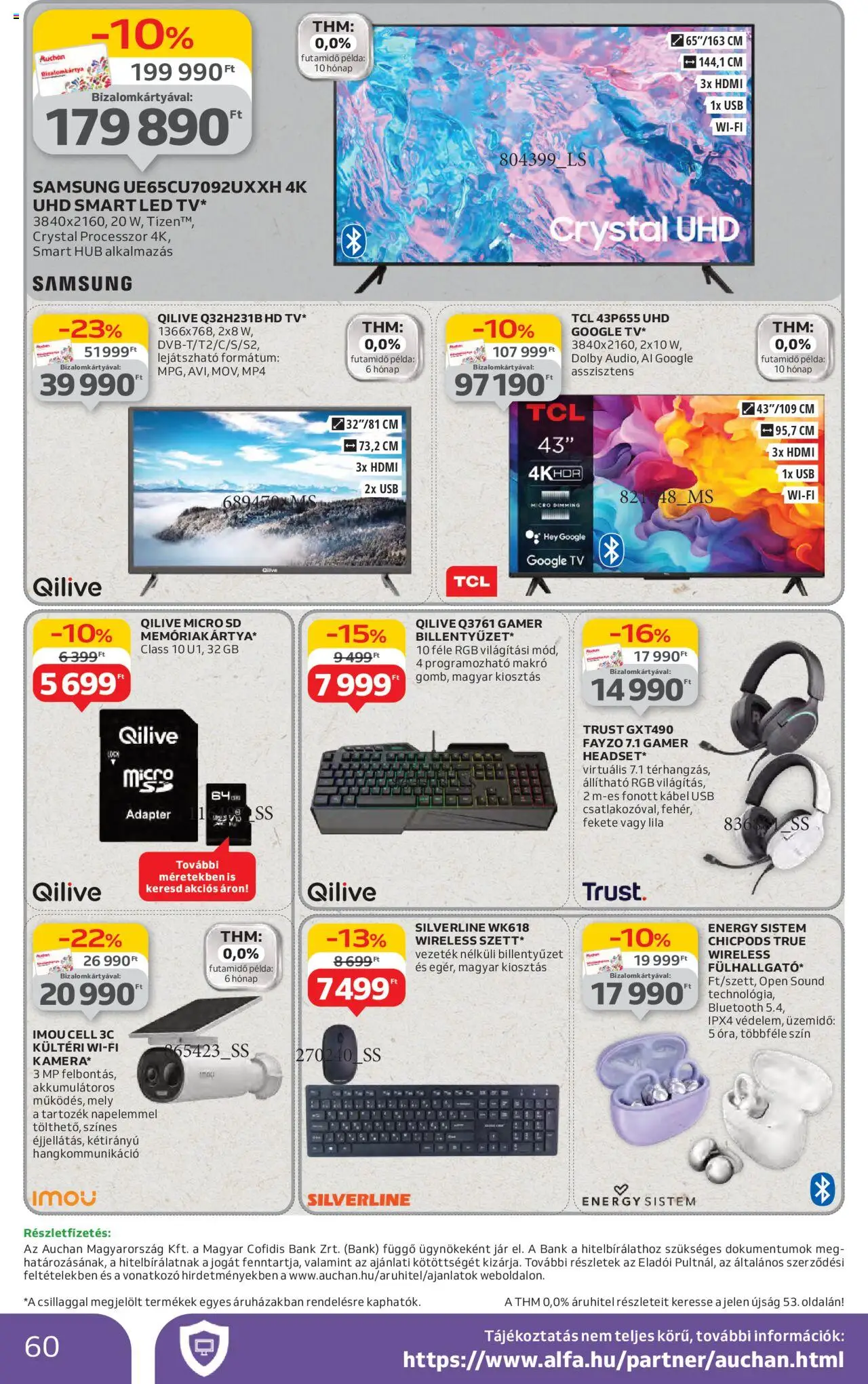 Auchan akciós ujság - amely érvényes a következő dátumtól: 26.06.2025 | Oldal: 60 | Termékek: Billentyűzet, Kamera, Adapter, TV