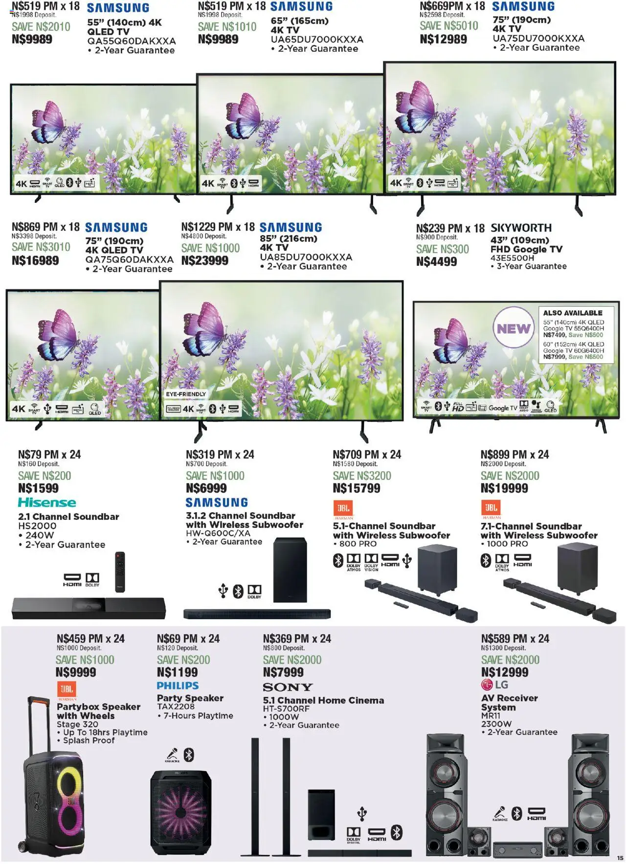 House and Home - Namibia Catalogue │ valid from 18.08.2025 | Page: 15 | Products: Speaker, TV, Soundbar, Subwoofer