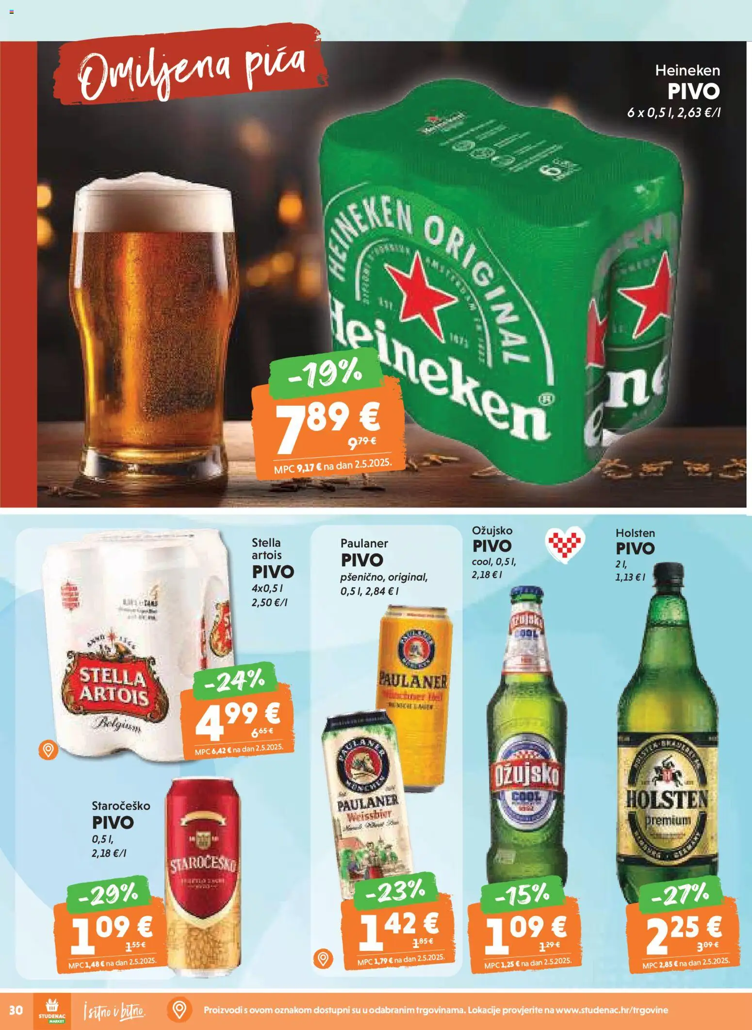 Studenac katalog | vrijedi od 05.11.2025 | Stranica: 30 | Proizvodi: Pica, Pivo, Heineken, Ožujsko