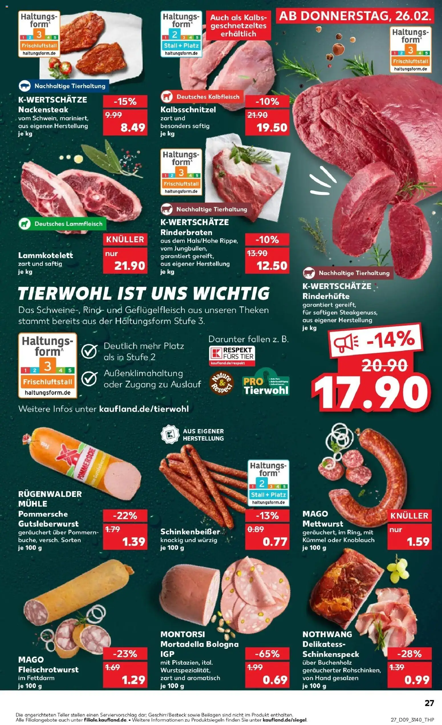 Kaufland prospekt Taucha	 – gültig ab 26.02.2026 | Seite: 27 | Produkte: Rinderbraten, Mühle, Knoblauch, Steak