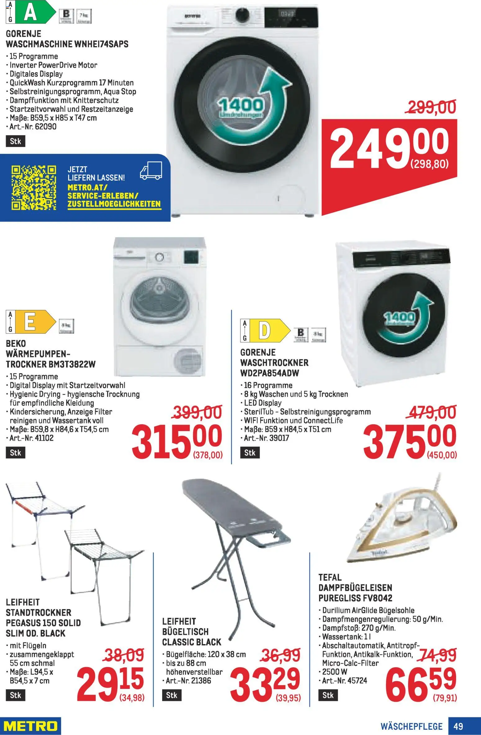 Metro Profi gültig ab 22.01.2026 | Seite: 49 | Produkte: Waschmaschine, Trockner