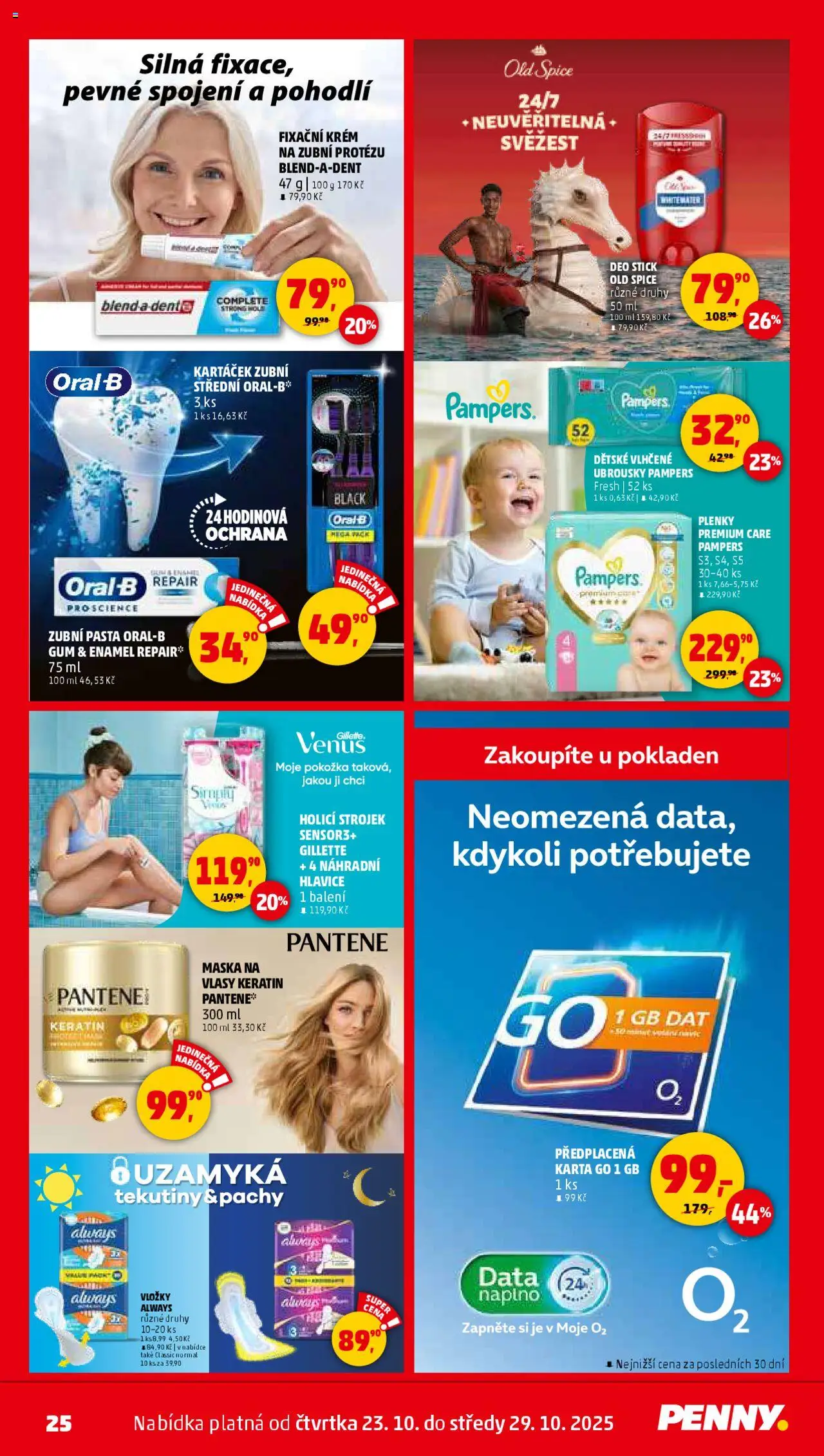 Penny Market leták - Čtvrtečník od 23.10.2025 | Strana: 25 | Produkty: Vložky, Ubrousky, Holicí strojek, Old Spice