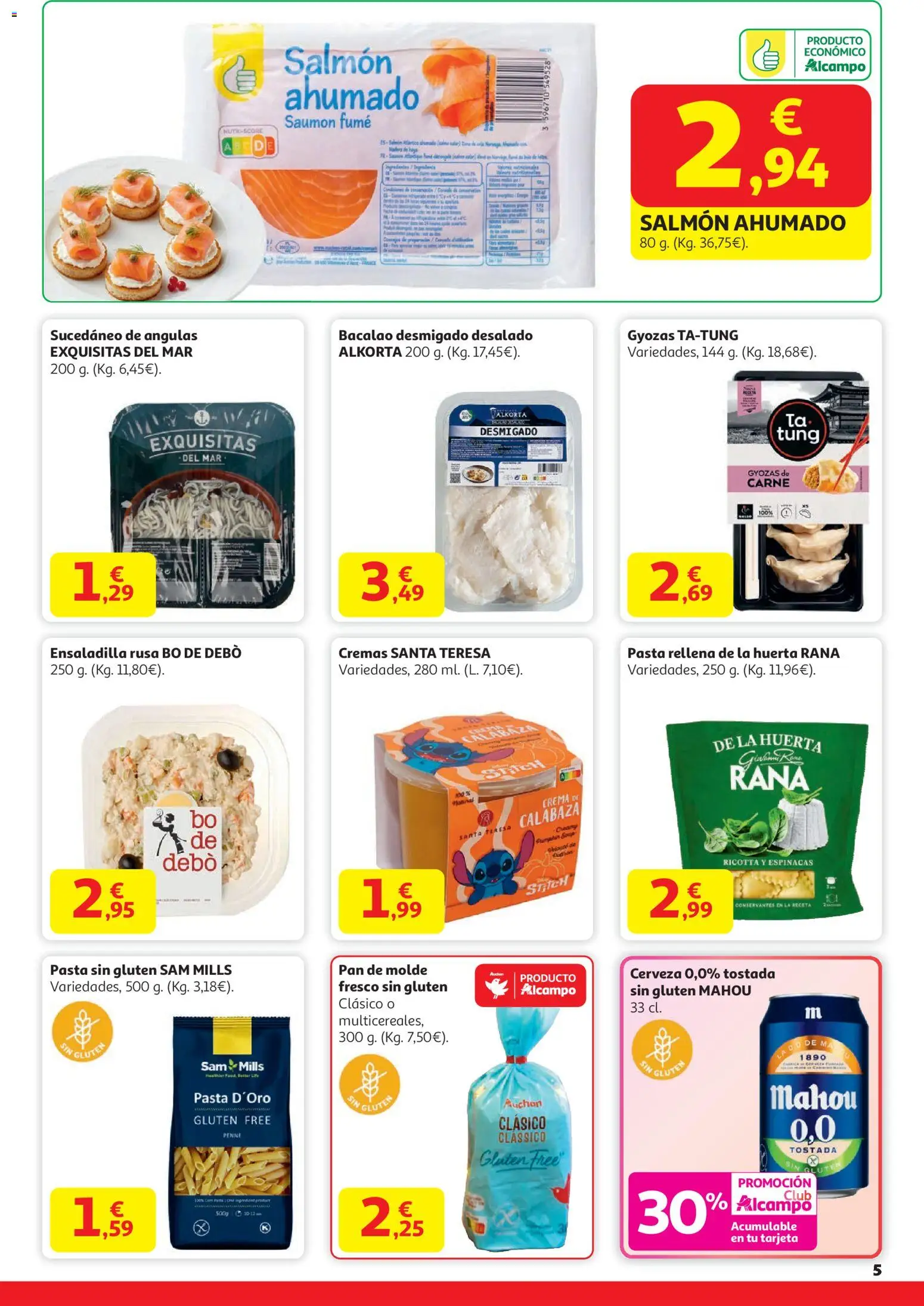 Alcampo - Trafico HP │ válido desde el 29.12.2025 | Página: 5 | Productos: Ensaladilla, Cerveza, Pan de molde, Salmón ahumado