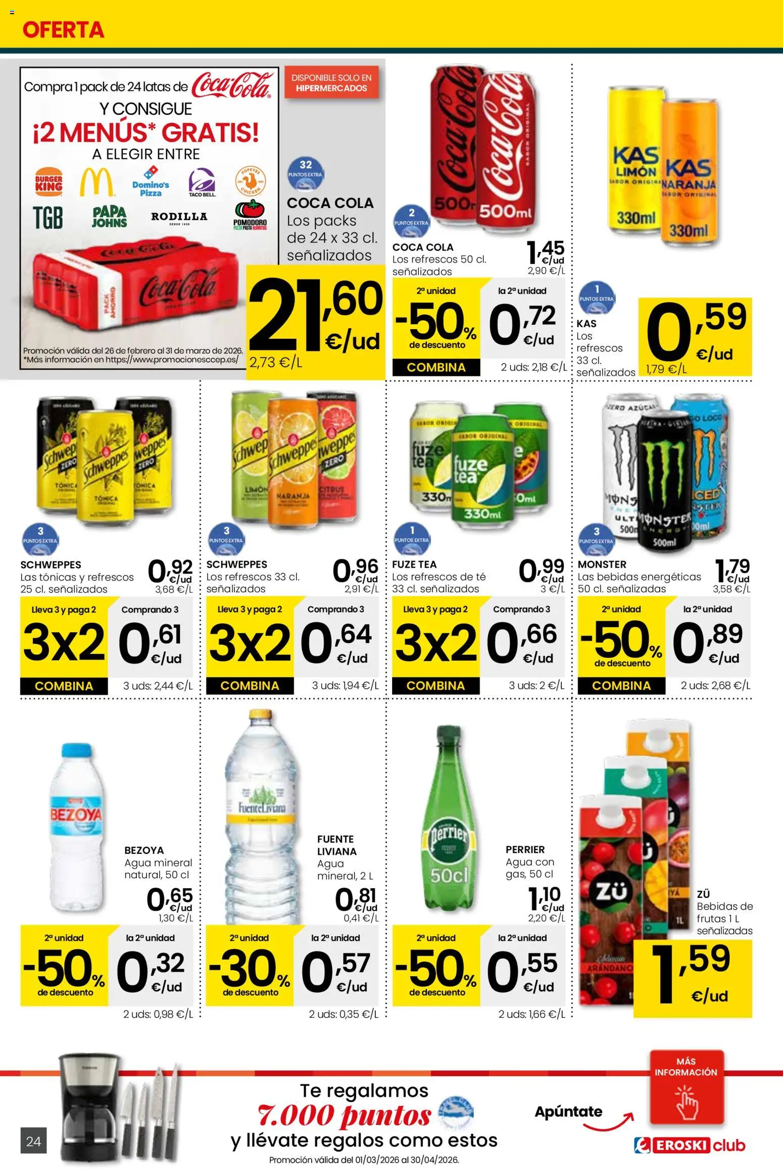 Eroski - Viste tu cesta de primavera  │ válido desde el 12.03.2026 | Página: 24 | Productos: Pizza, Pasta, Té, Agua mineral