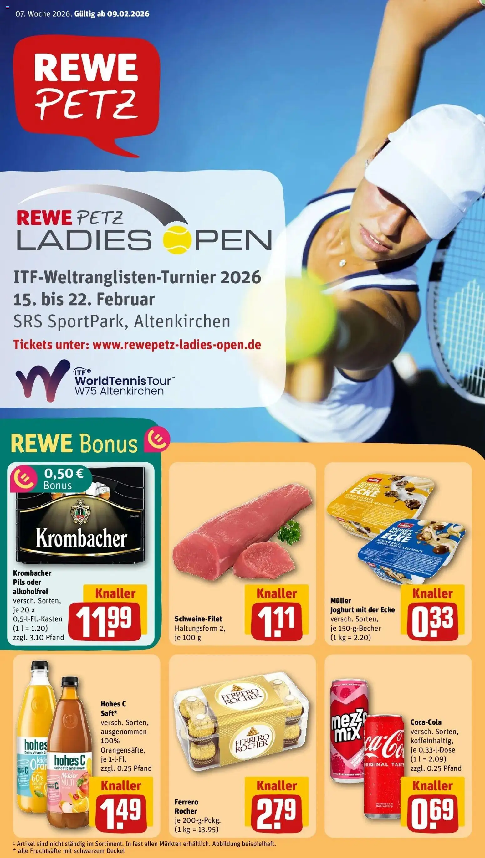 Rewe prospekt Wiehl	 – gültig ab 09.02.2026 | Seite: 1 | Produkte: Ferrero rocher, Schweinefilet, Krombacher, Saft