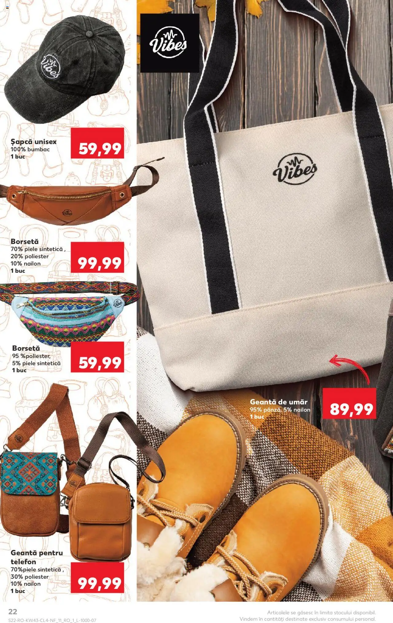Noul catalog Kaufland – valabil de la 22.10.2025 | Pagină: 22 | Produse: Șapcă, Telefon, Geantă