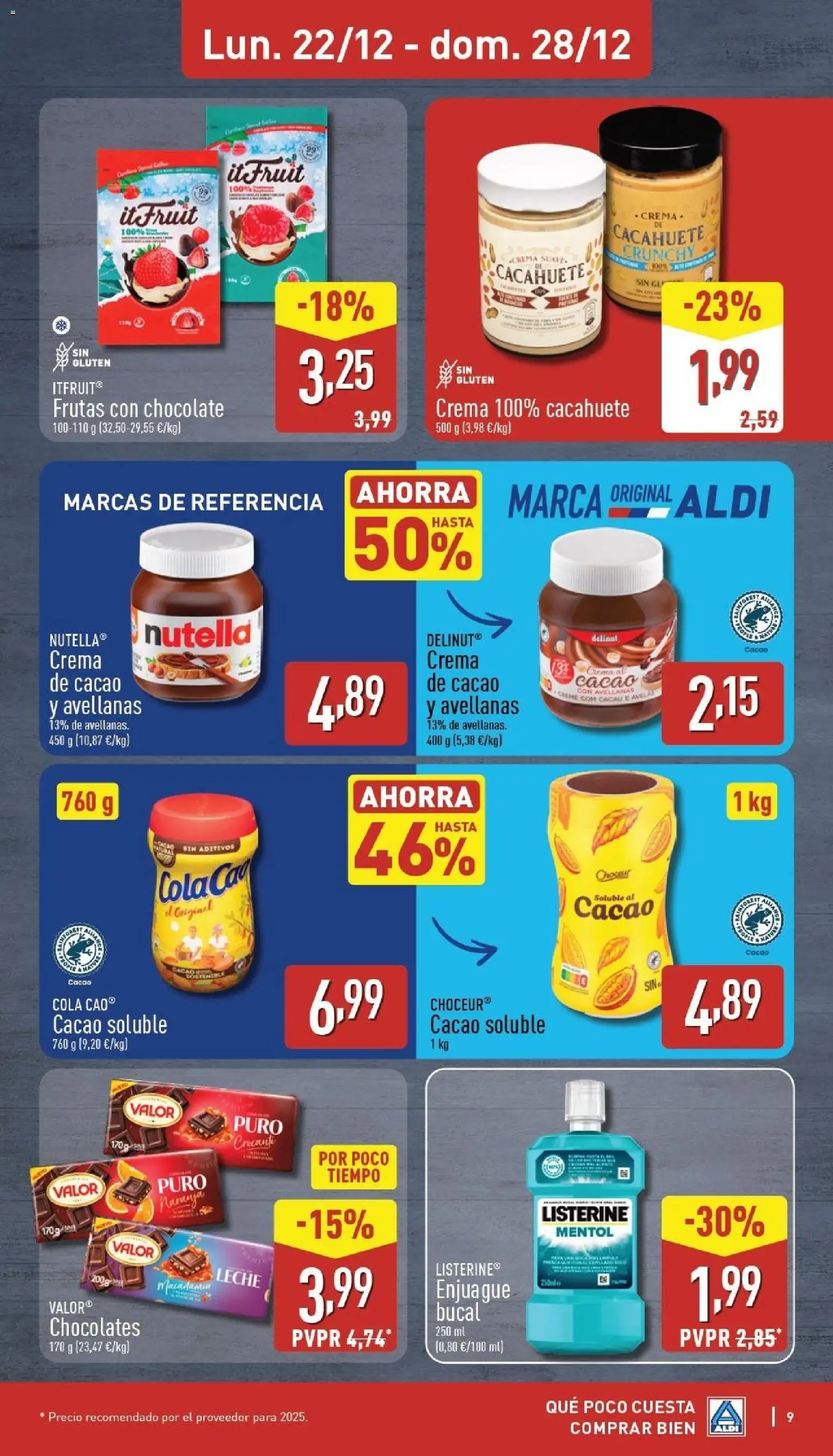Aldi folleto Canarias │ válido desde el 22.12.2025 | Página: 9 | Productos: Enjuague bucal, Crema, Cacao soluble, Φρυγανιές σικάλεως